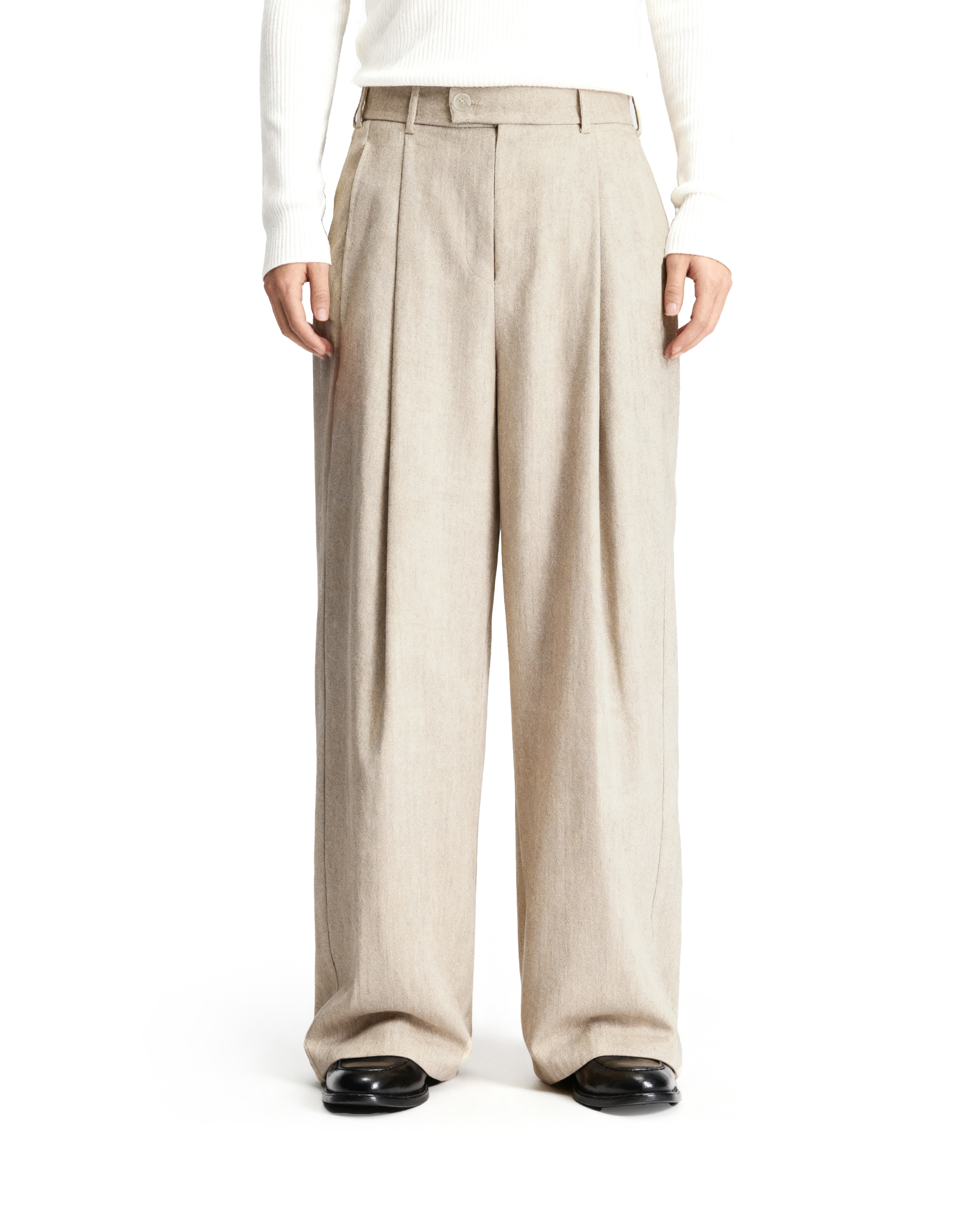 High-Waist Pleated Wide Leg Pants - nightcity clothing