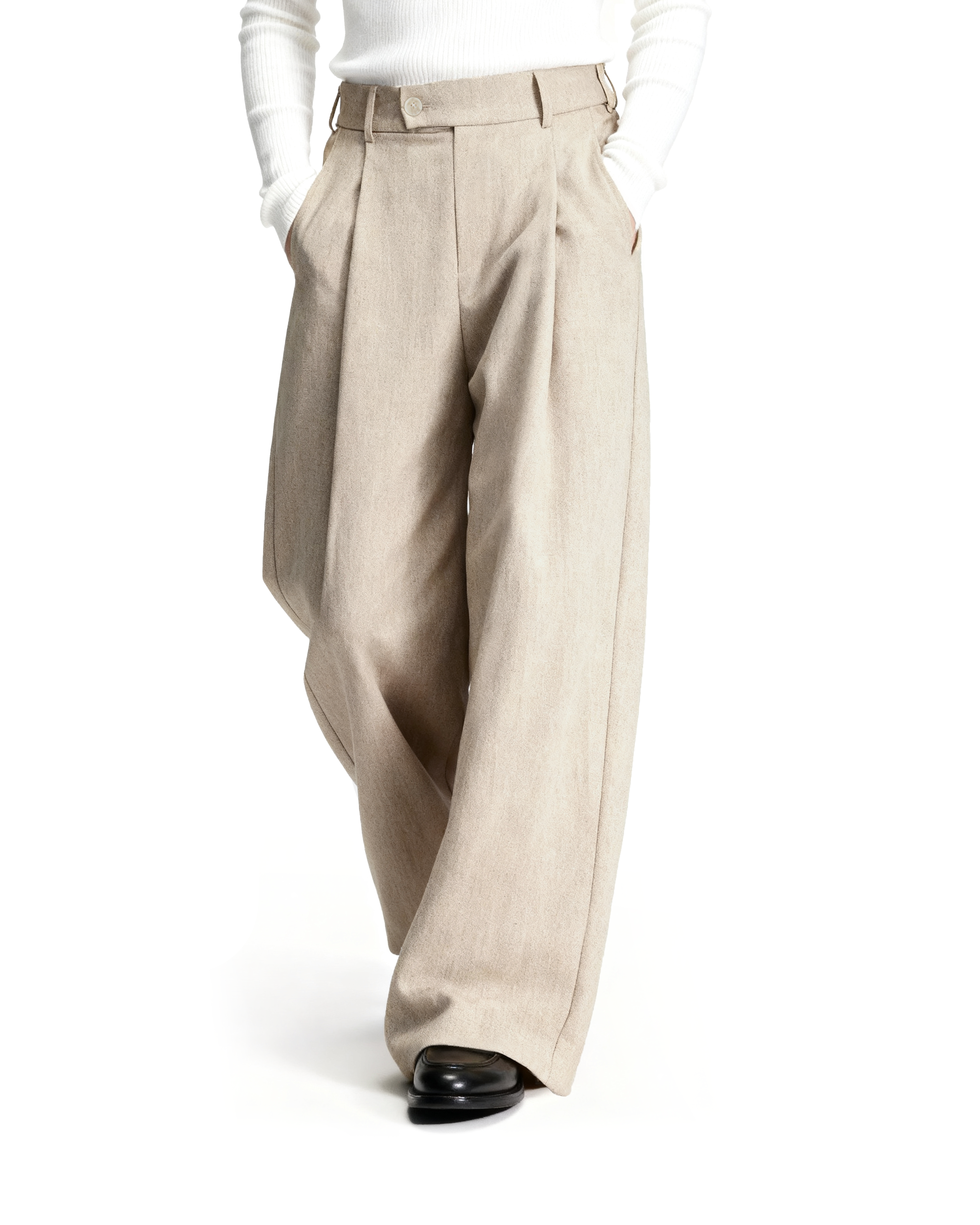 High-Waist Pleated Wide Leg Pants - nightcity clothing