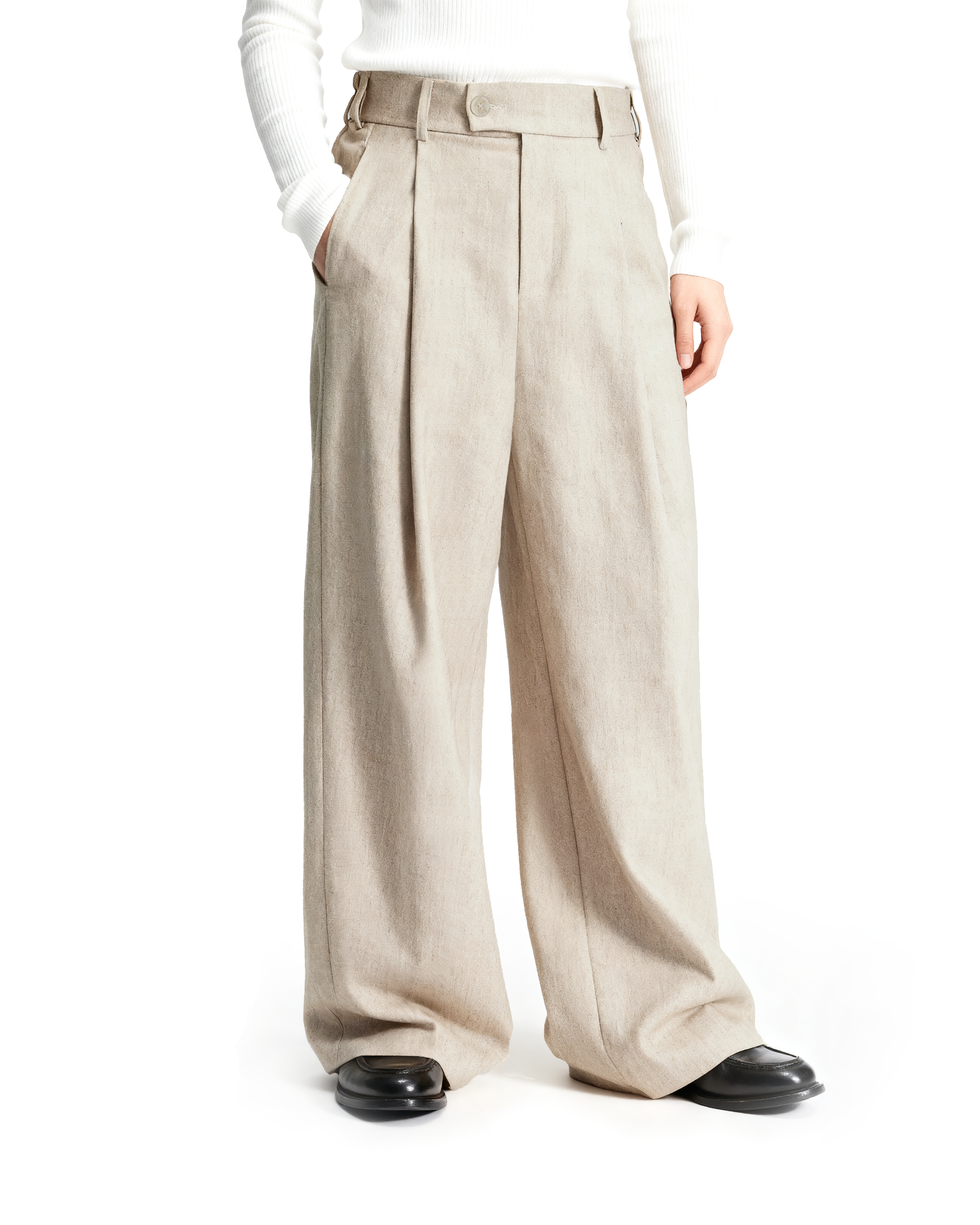 High-Waist Pleated Wide Leg Pants - nightcity clothing