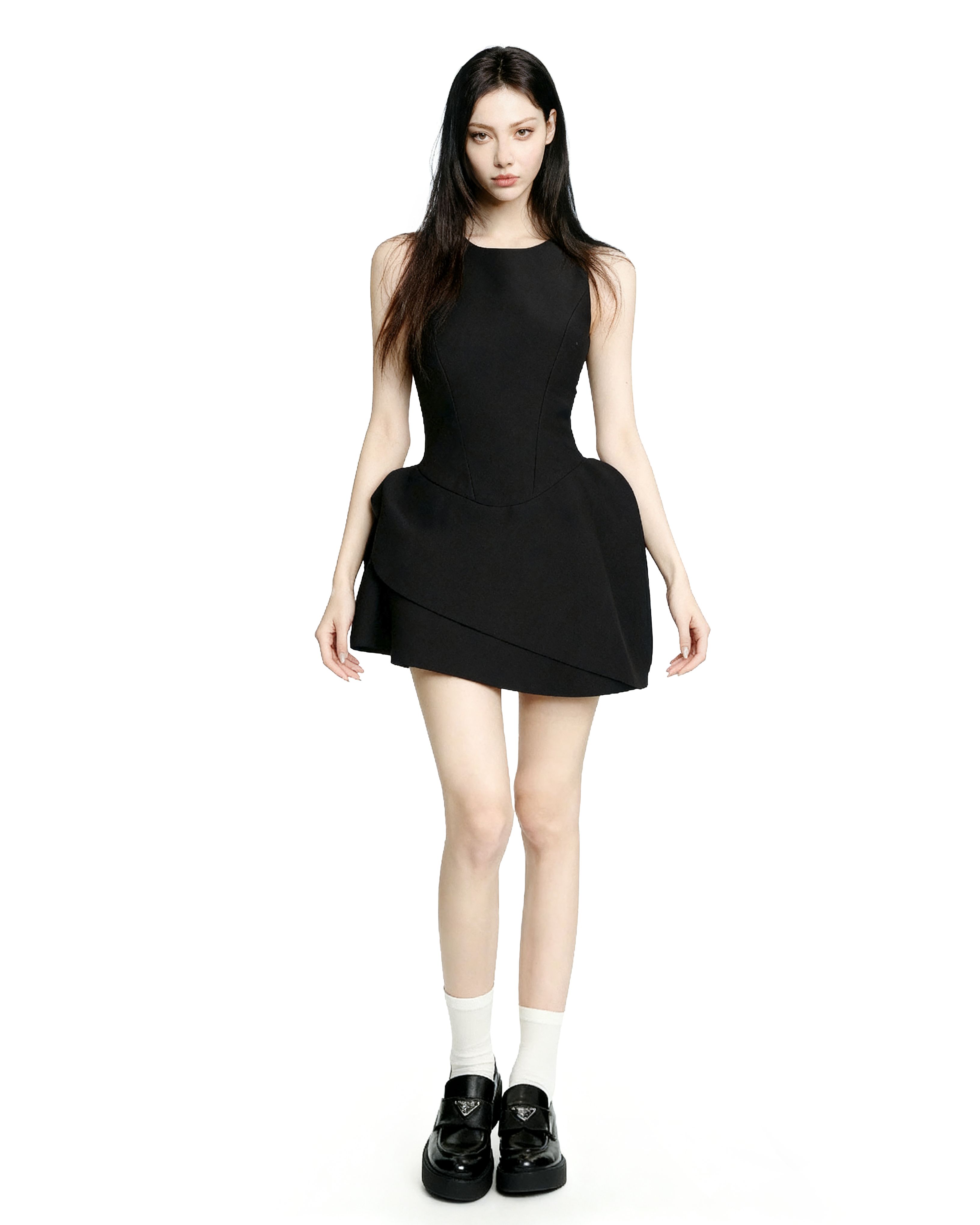 Sleeveless Asymmetric Hem Balloon Mini Dress-8