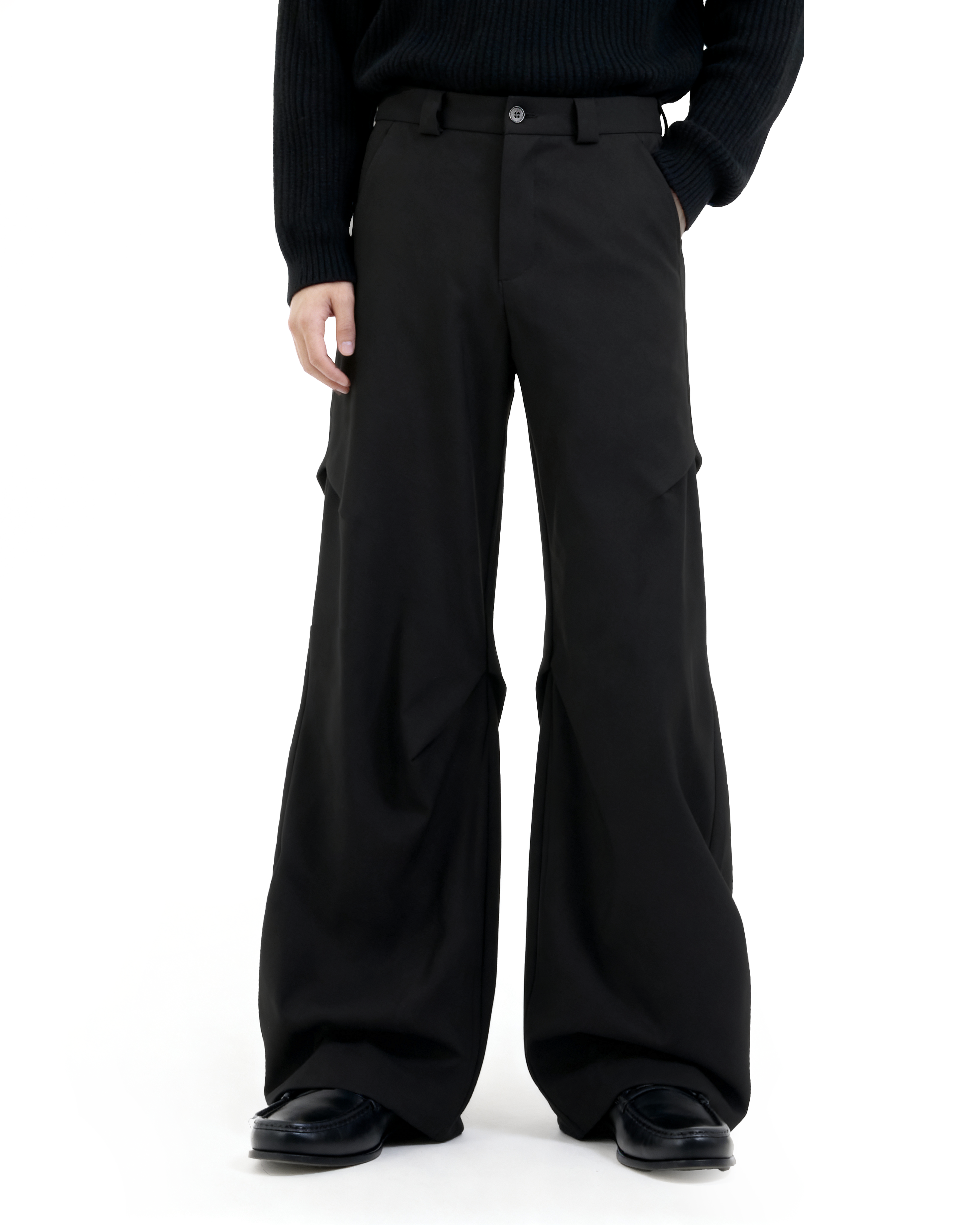 Wide Leg Belted Trousers with Pleated Detail