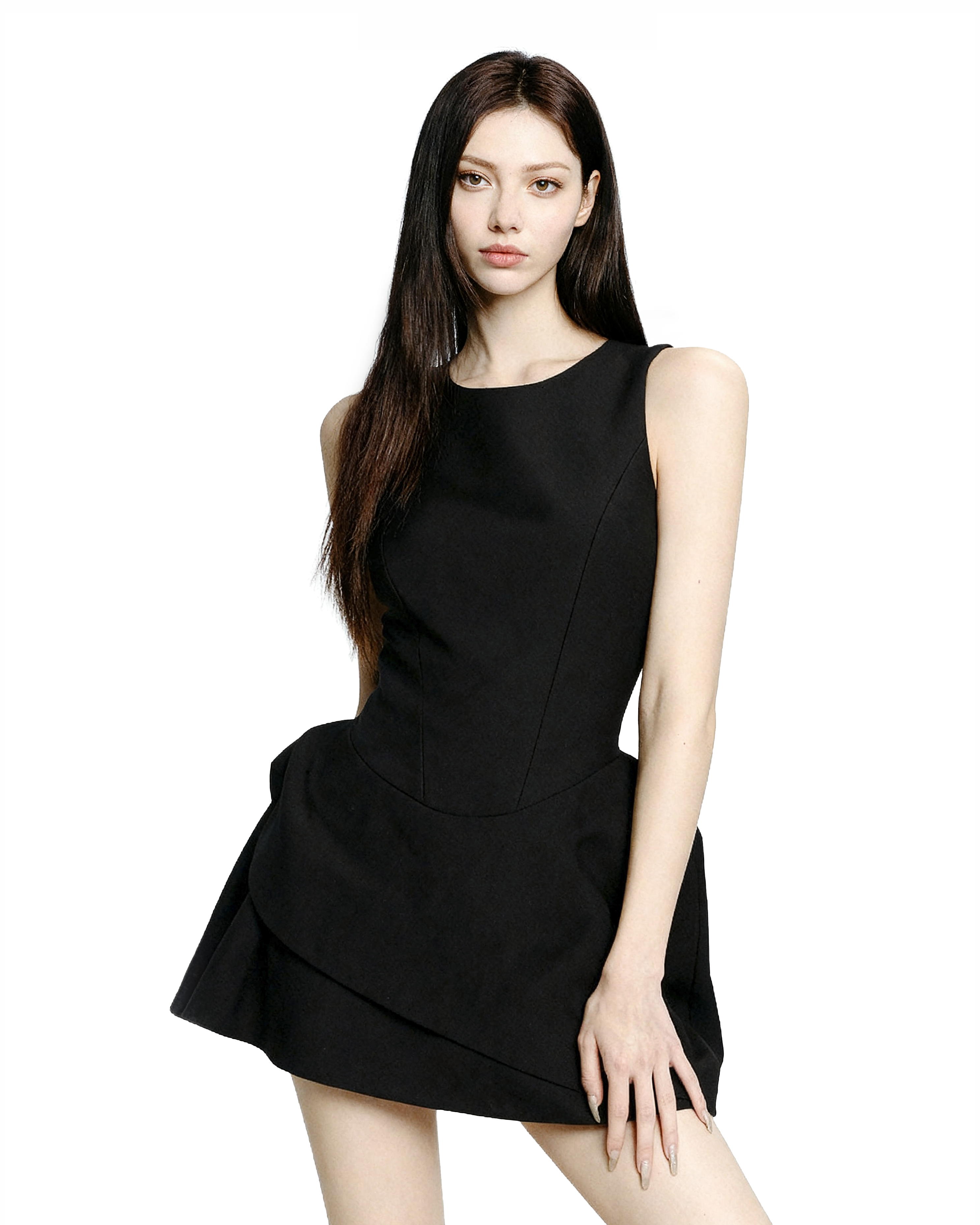 Sleeveless Asymmetric Hem Balloon Mini Dress-6