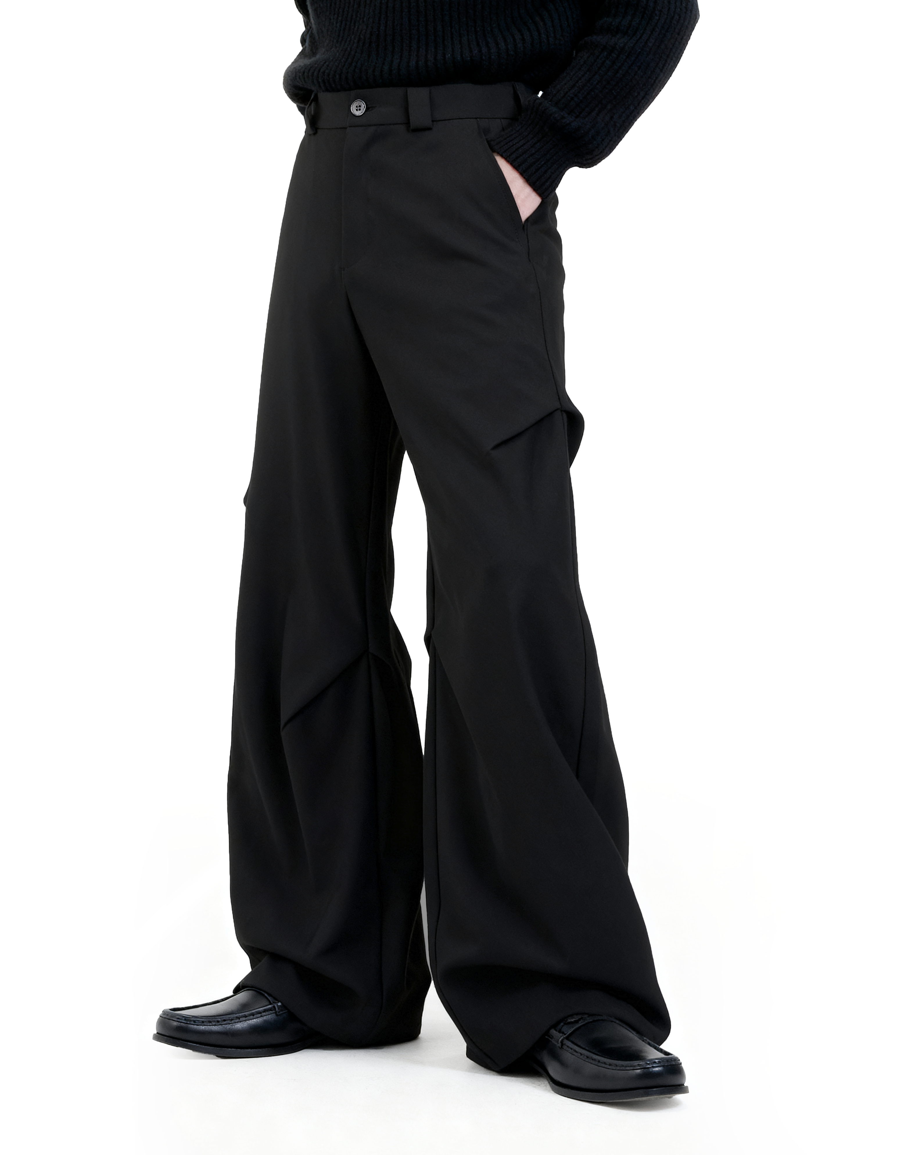 Wide Leg Belted Trousers with Pleated Detail-2