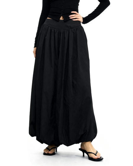 Flowy Maxi Bubble Skirt with Pockets