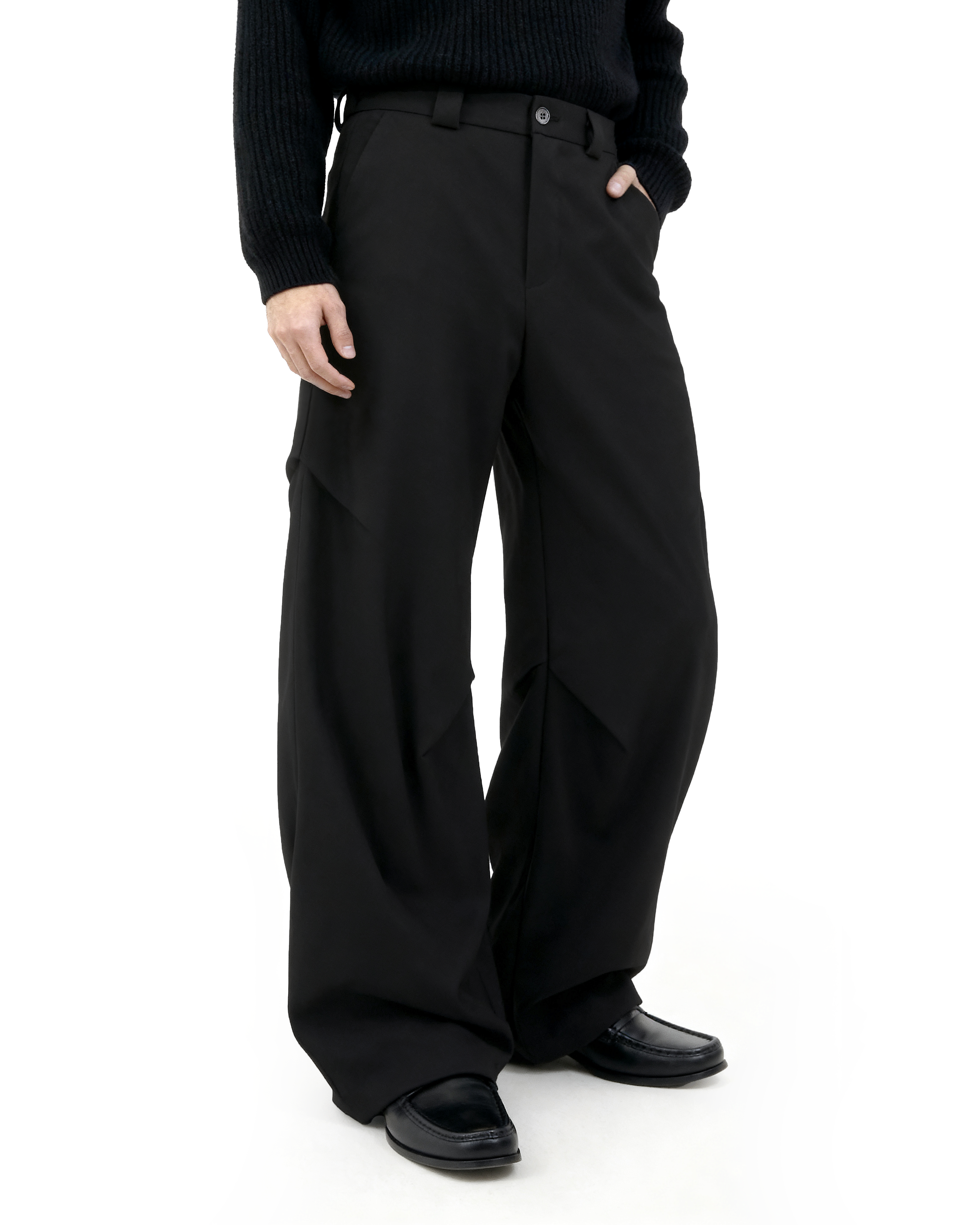 Wide Leg Belted Trousers with Pleated Detail-4