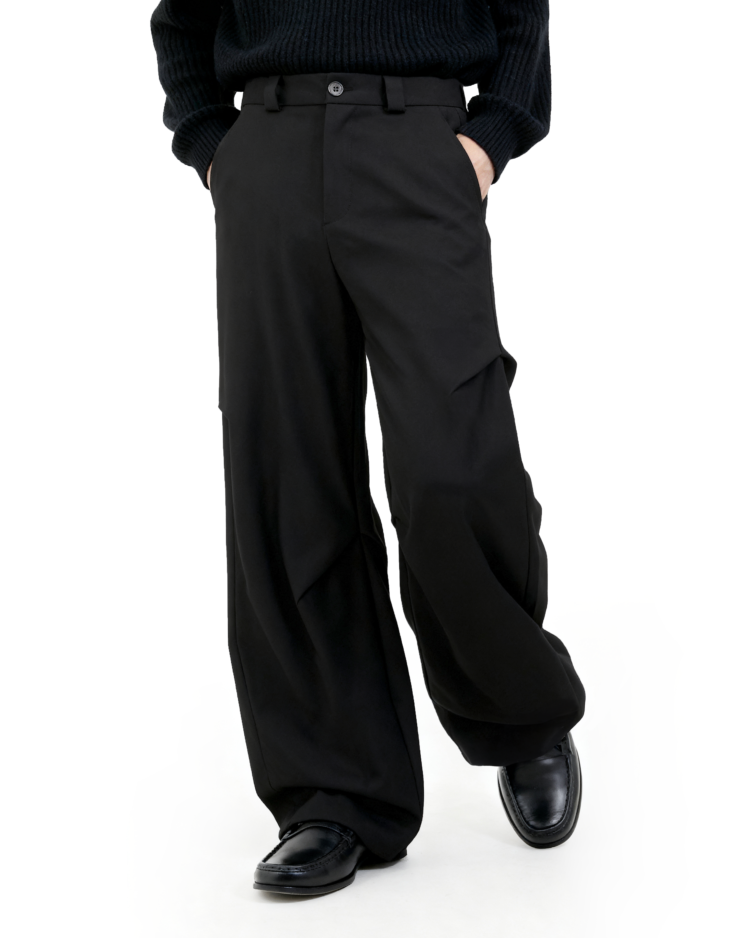 Wide Leg Belted Trousers with Pleated Detail-3