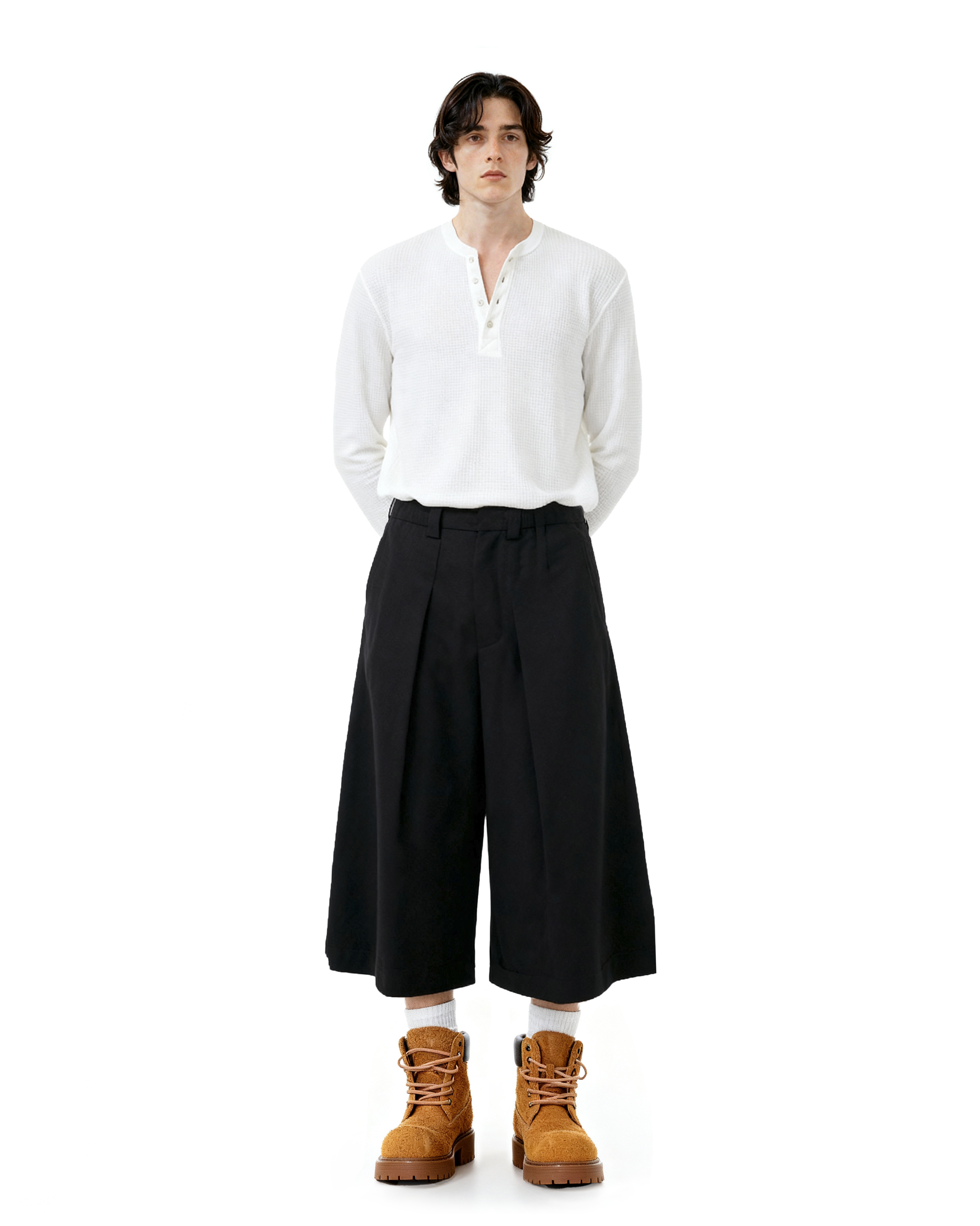 Elastic Waist Wide Leg Bermuda Shorts-11