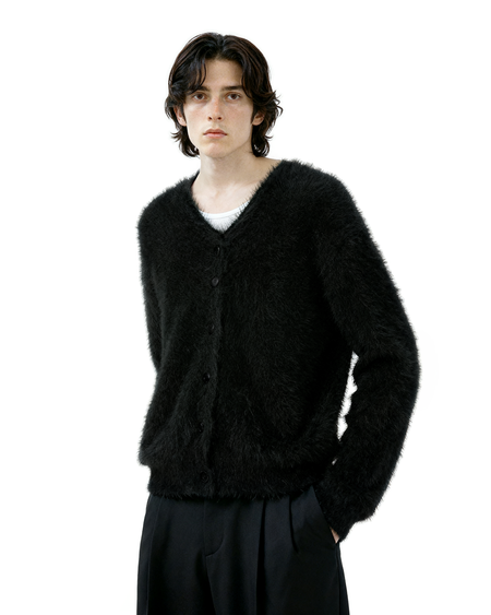 Fuzzy Button-Up Cropped Cardigan