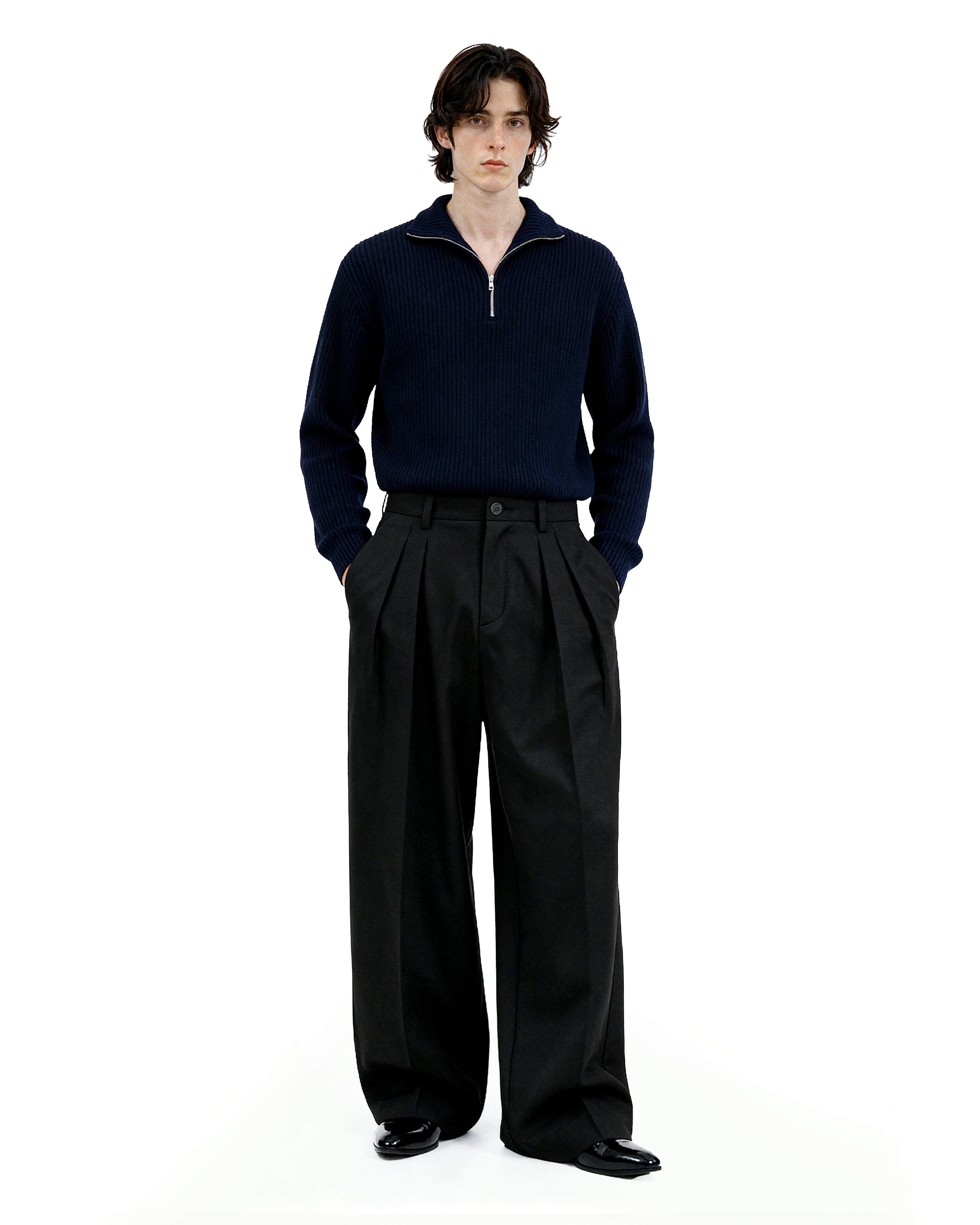 Wide Leg Tailored Pleated Trousers – nightcity clothing