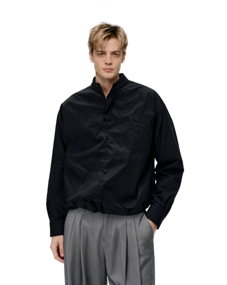 Mandarin Collar Long Sleeve Popover Quarter-Zip Shirt
