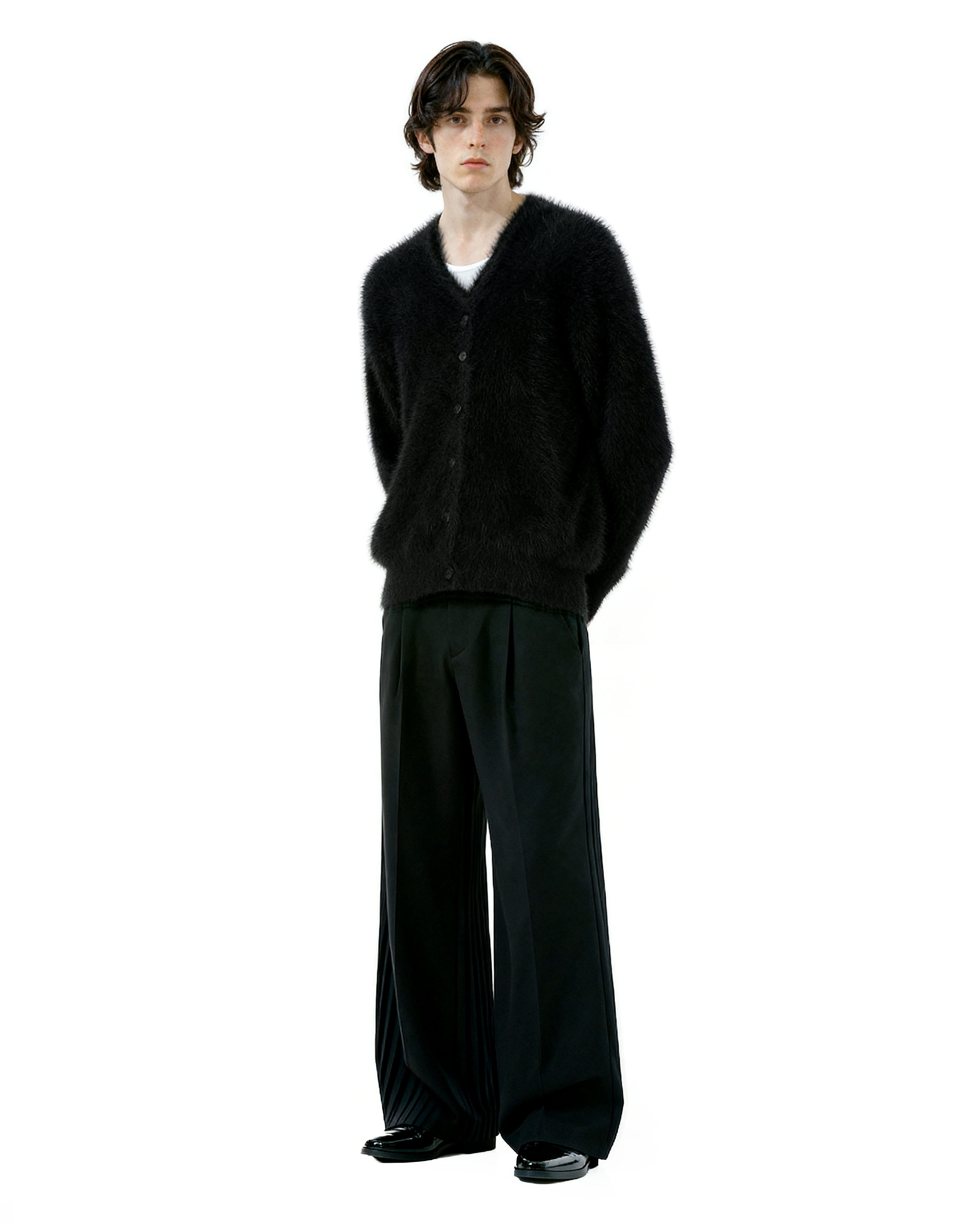 Fuzzy Button-Up Cropped Cardigan-5