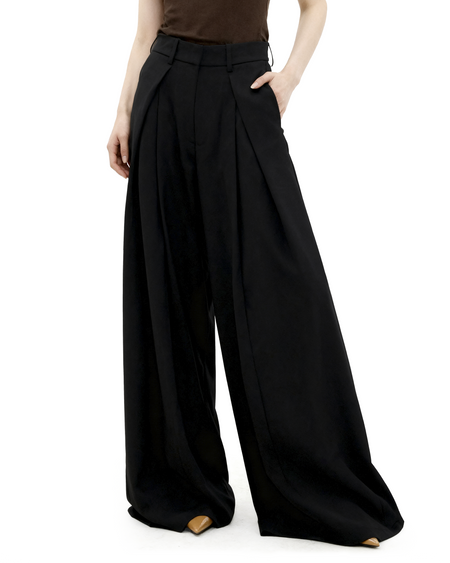 Wide Leg Criss-Cross Pleated Palazzo Trousers
