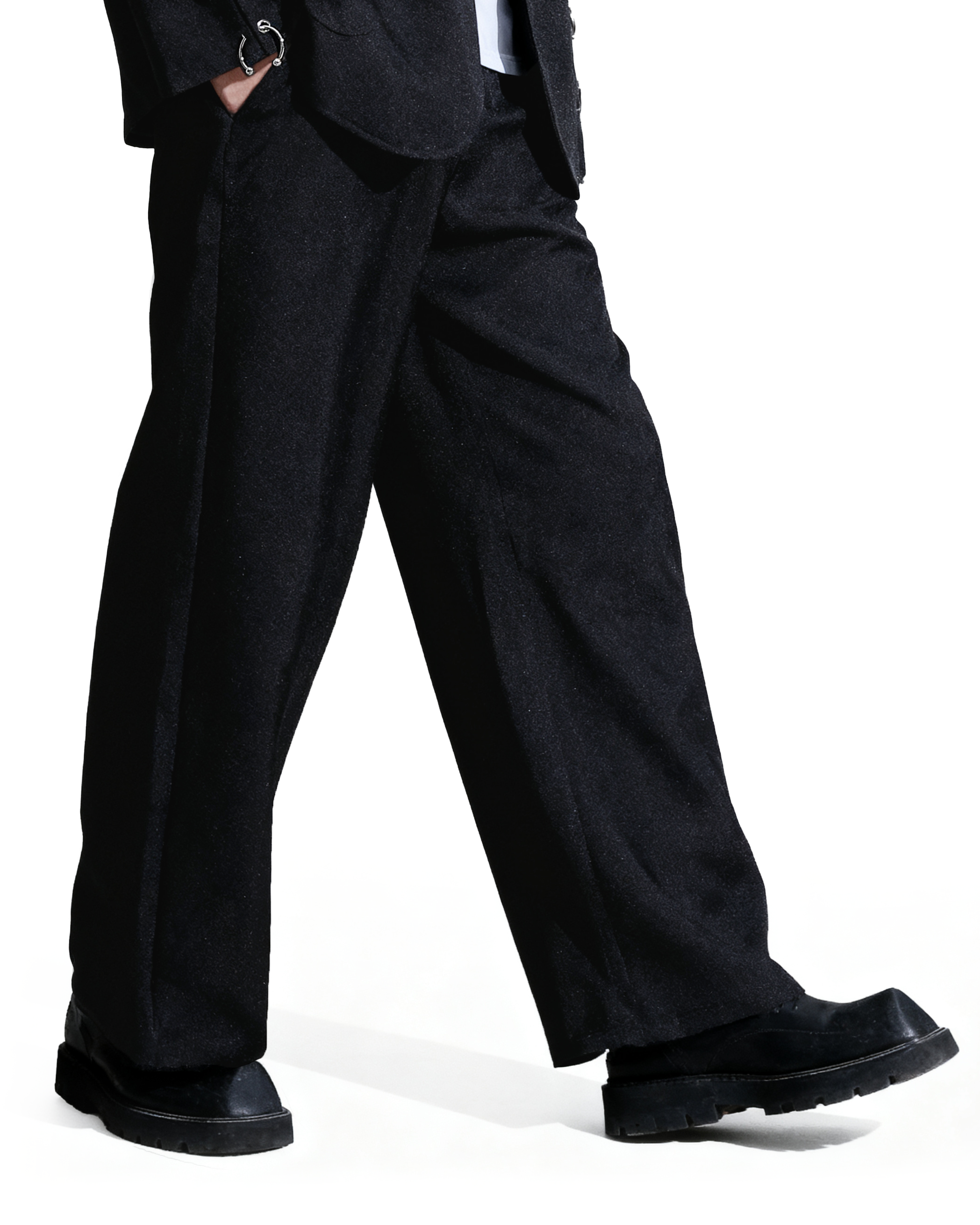 Oversized Suit Jacket with Rings and Wide Leg Pants Set-15
