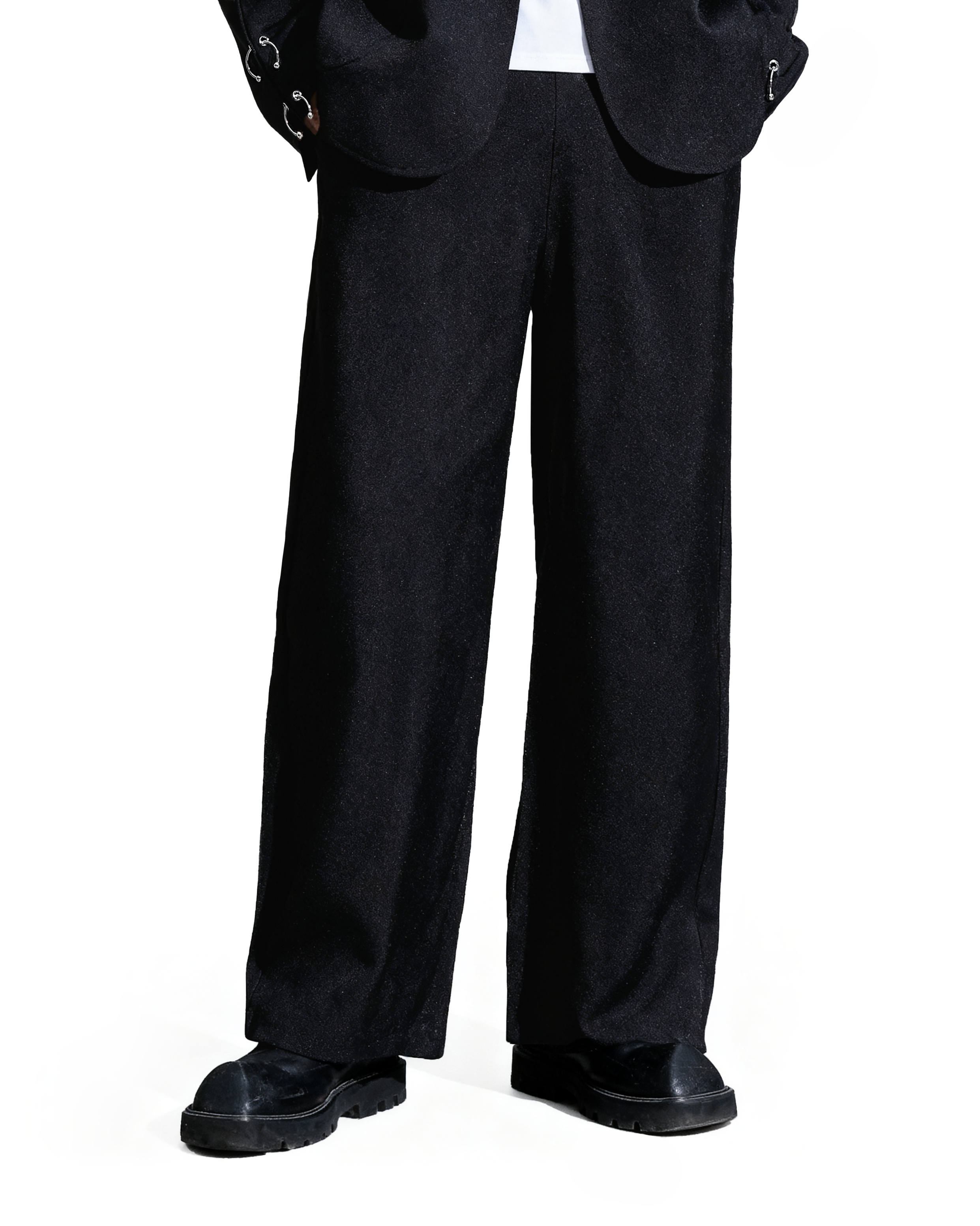Oversized Suit Jacket with Rings and Wide Leg Pants Set-14