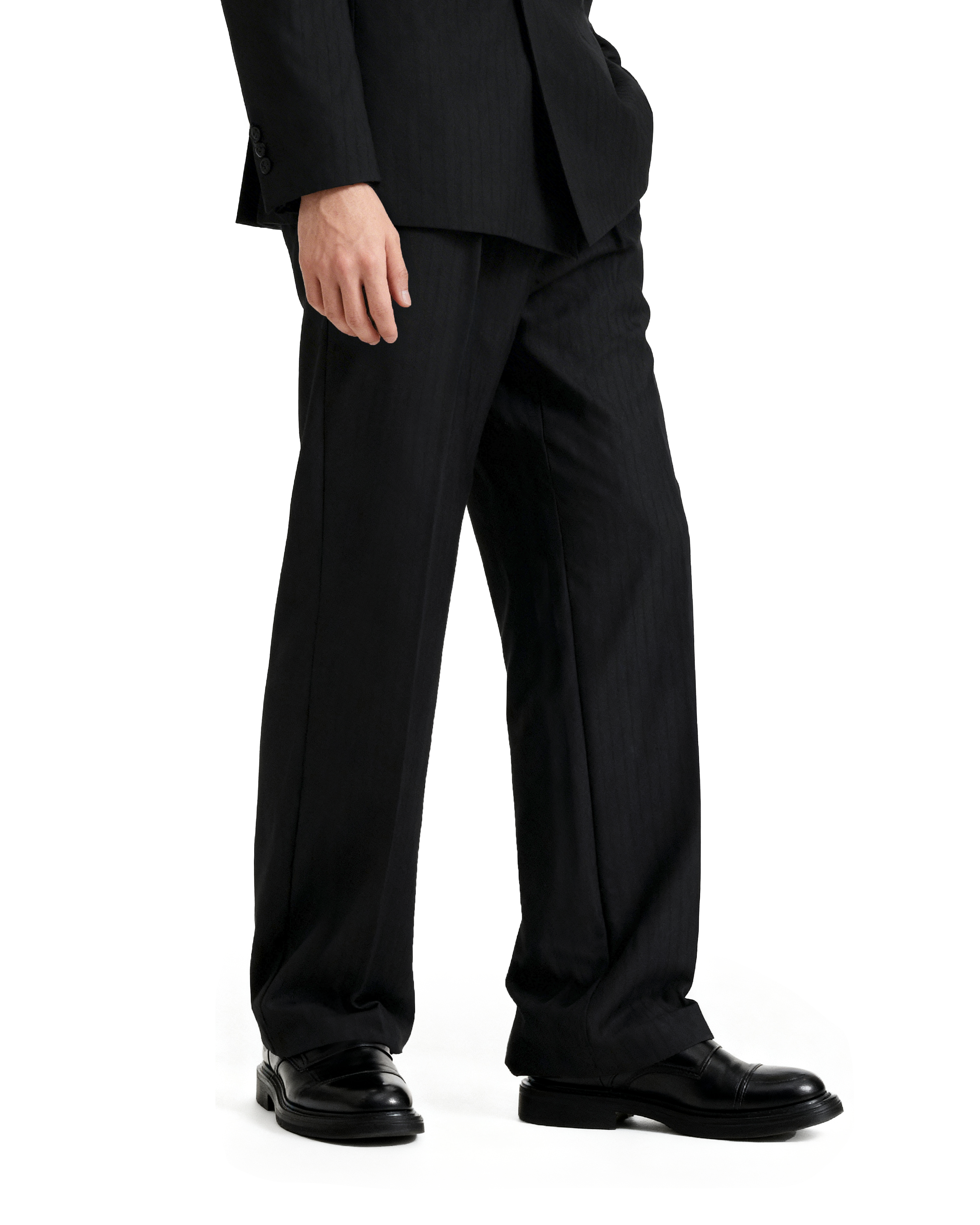 Straight Leg Pleated Trousers with Belt Loops-22