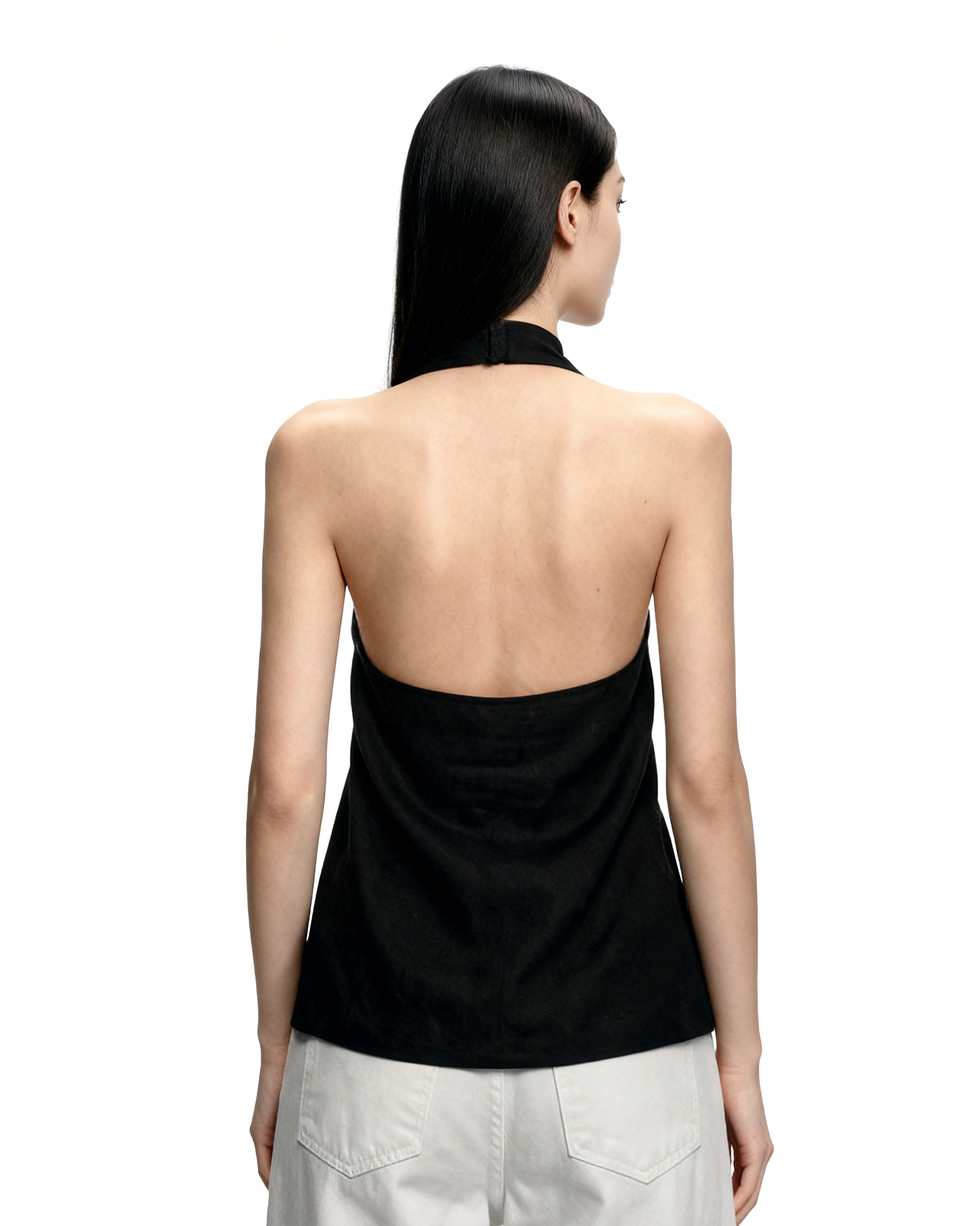 Halter Neck Twist Front Sleeveless Wrap Top-12