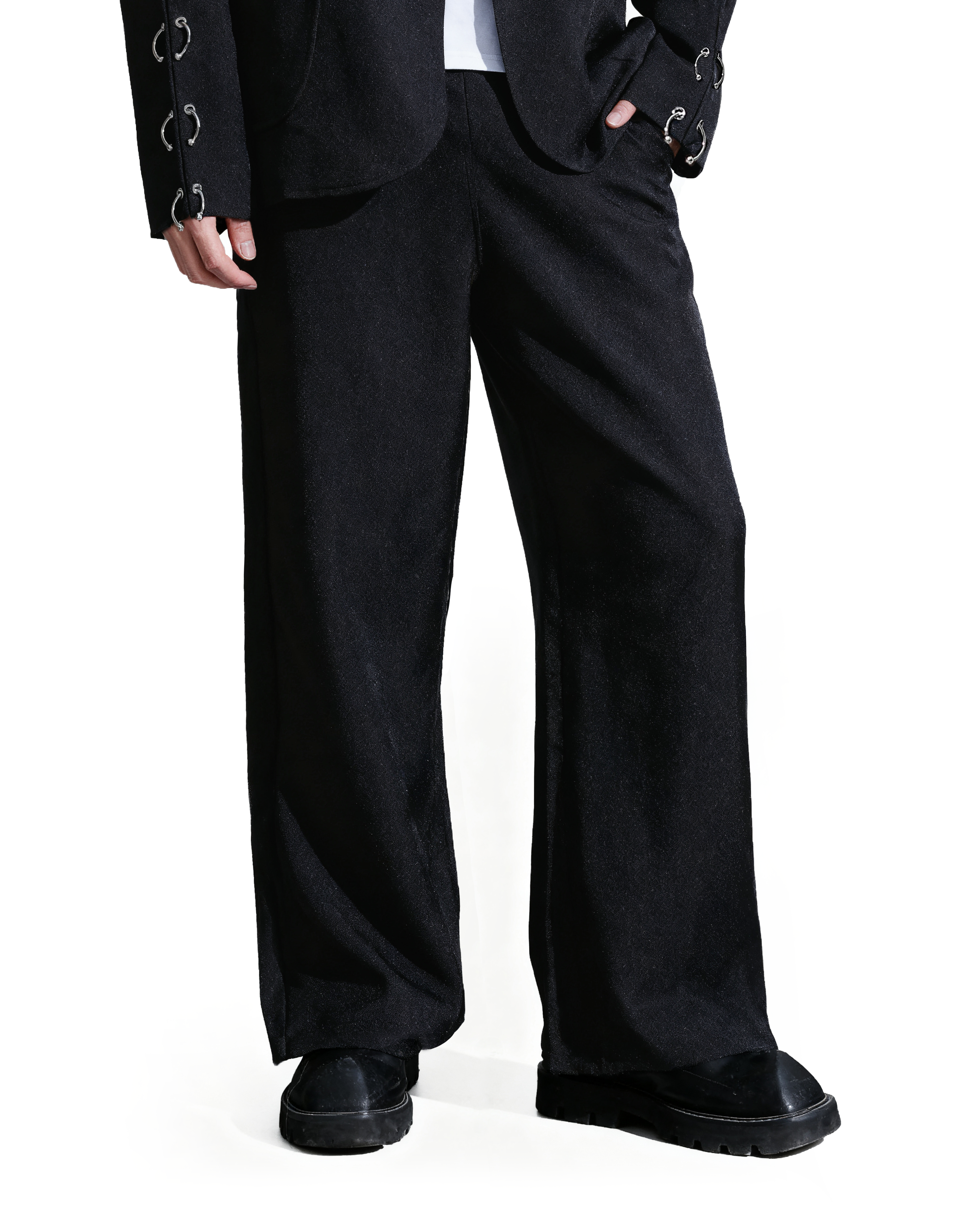Oversized Suit Jacket with Rings and Wide Leg Pants Set-16
