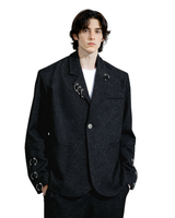 Oversized Suit Jacket with Rings and Wide Leg Pants Set