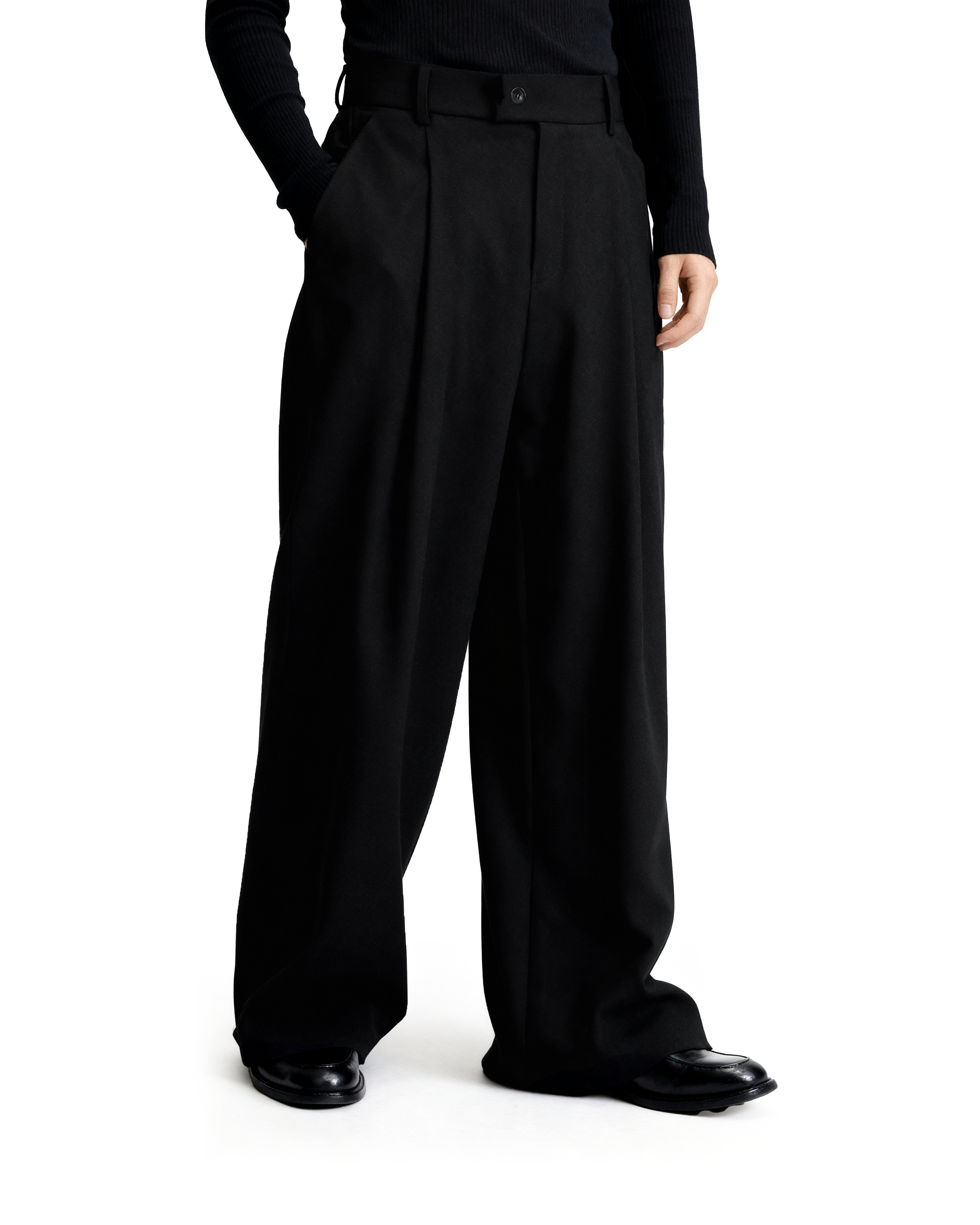 High-Waist Pleated Wide Leg Pants - nightcity clothing