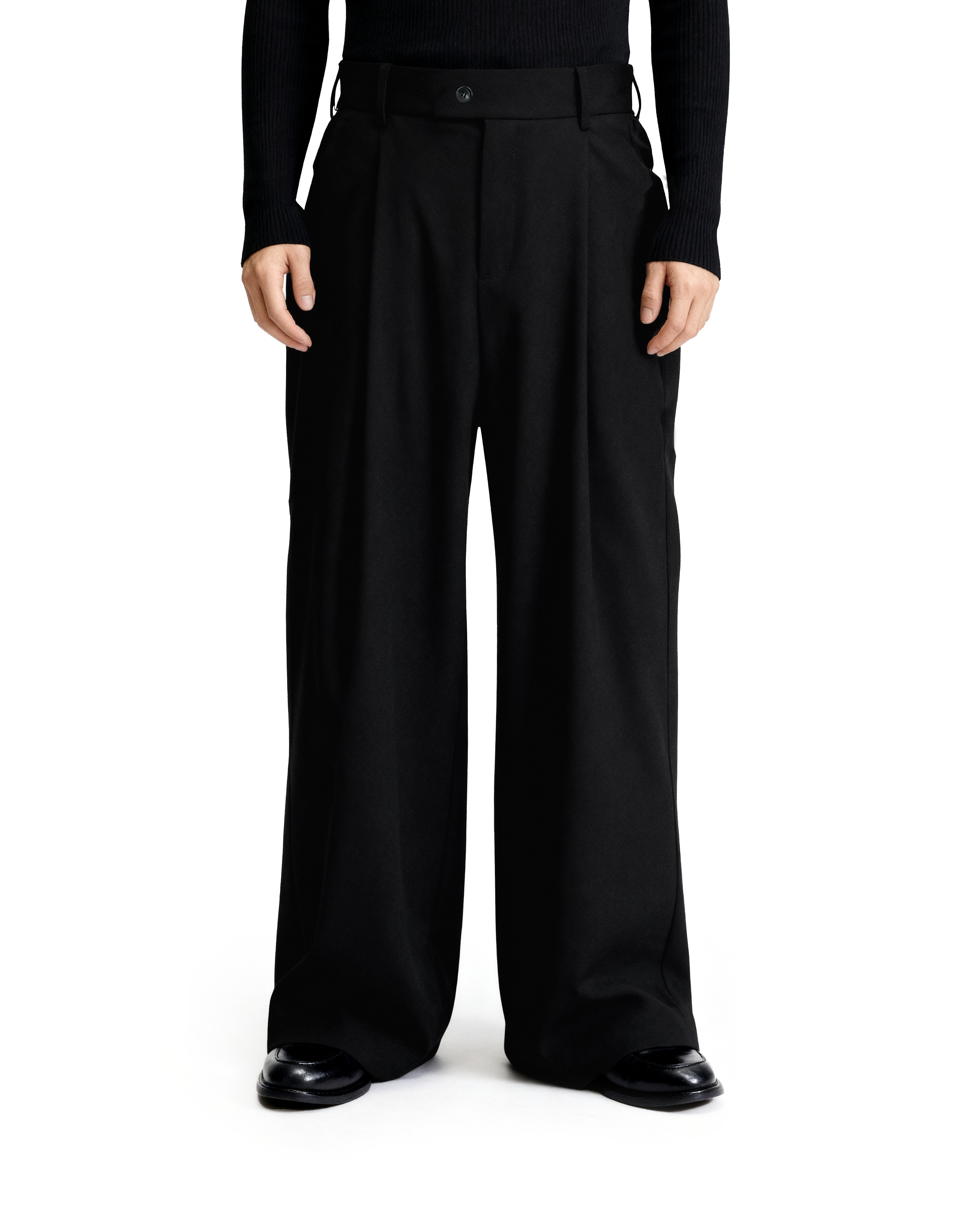 High-Waist Pleated Wide Leg Pants - nightcity clothing