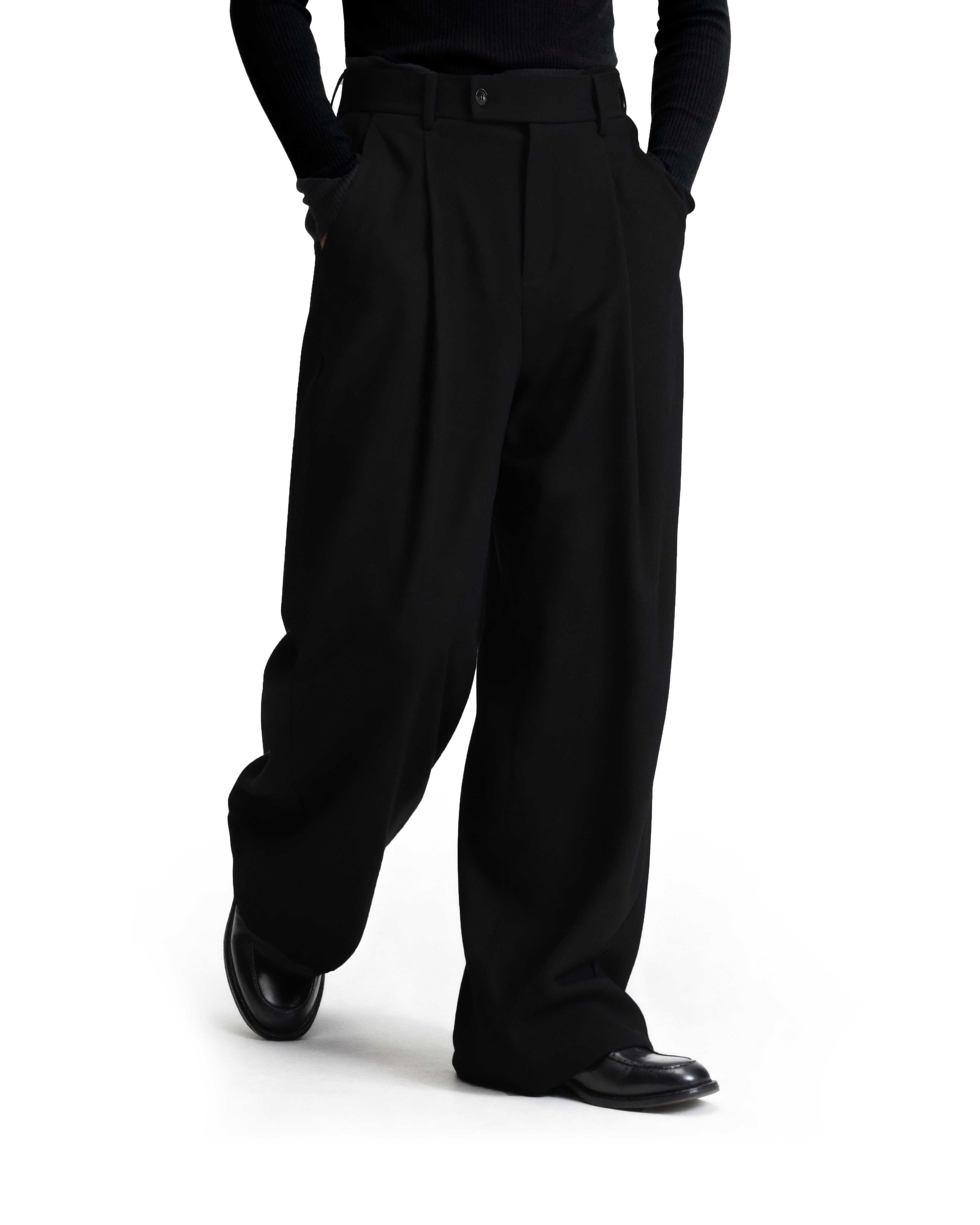 High-Waist Pleated Wide Leg Pants - nightcity clothing