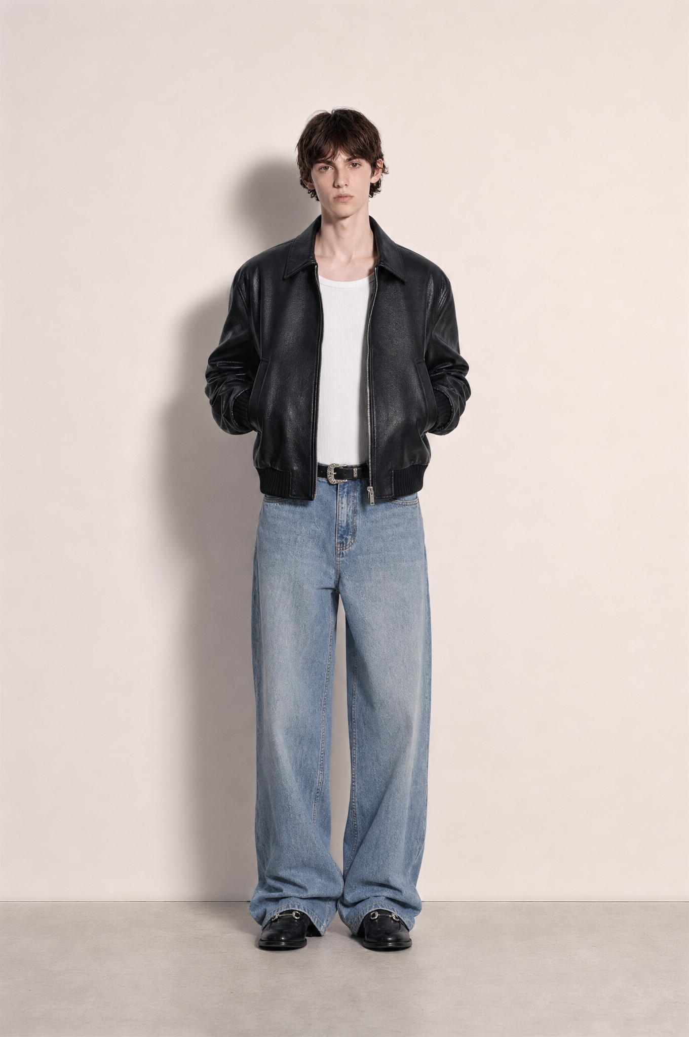 Boxy Collared Vegan Leather Jacket-9