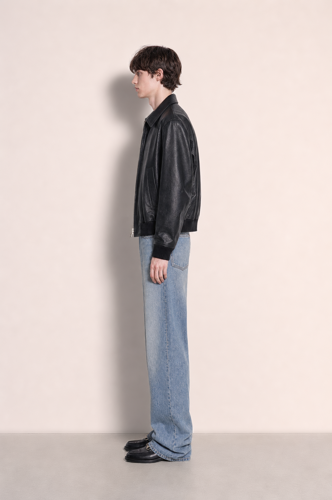 Boxy Collared Vegan Leather Jacket-7