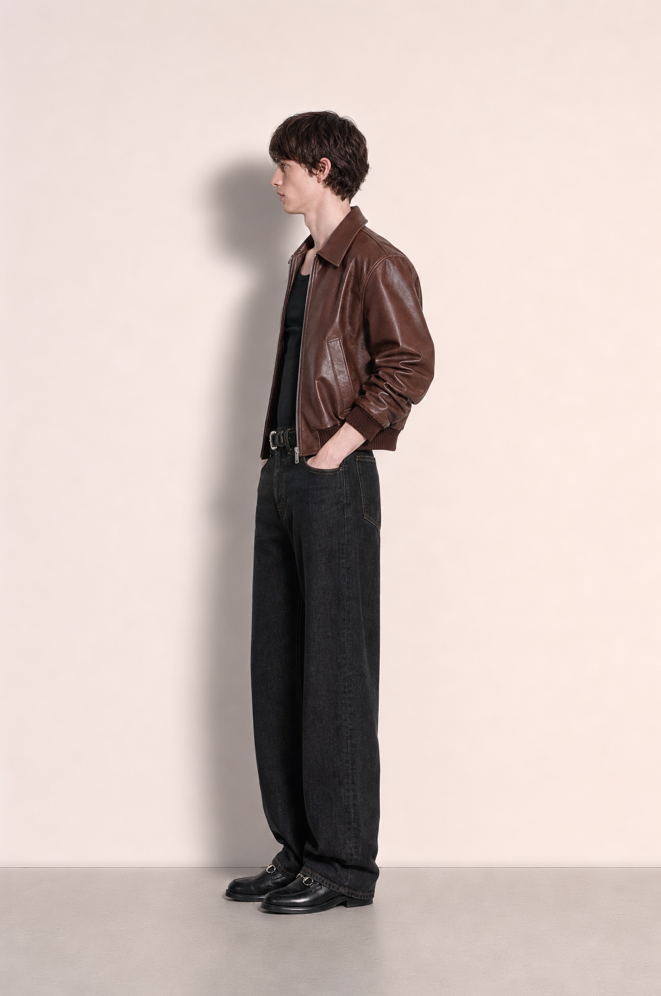 Boxy Collared Vegan Leather Jacket-16