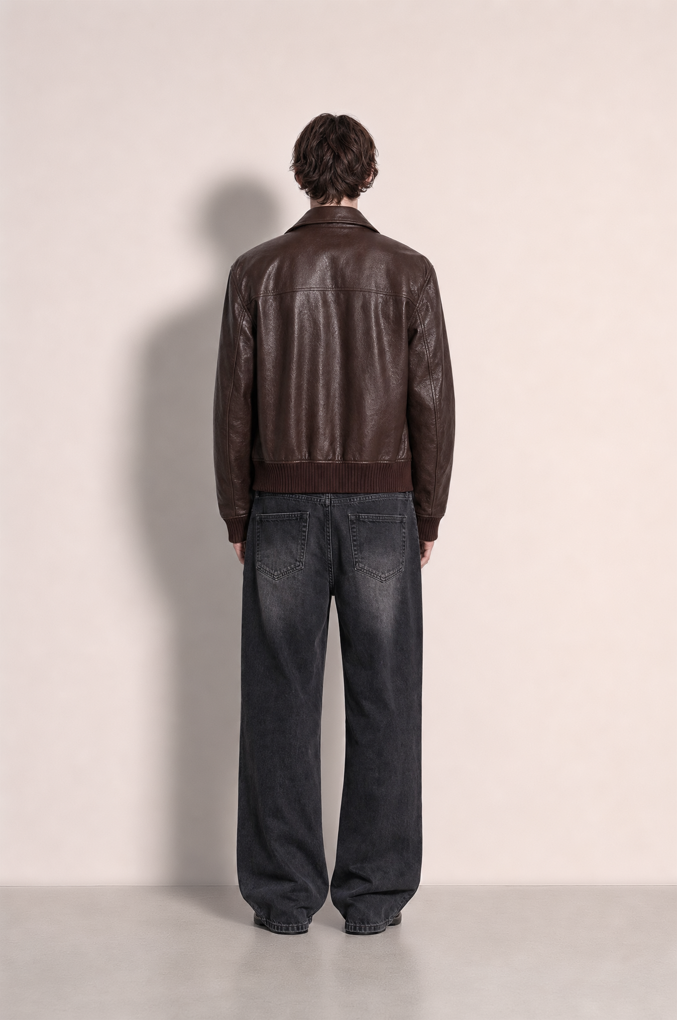 Boxy Collared Vegan Leather Jacket-17