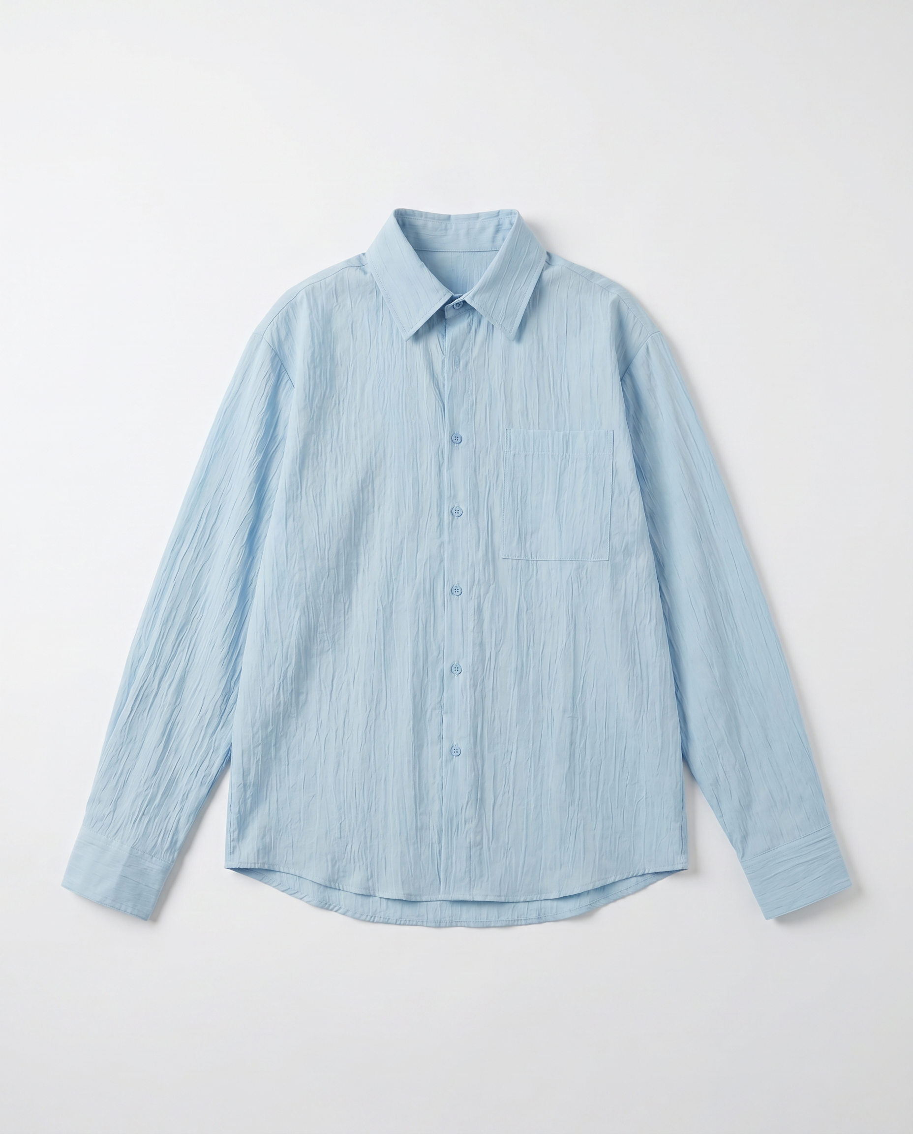 Boxy Crinkle Textured Long Sleeve Shirt-4