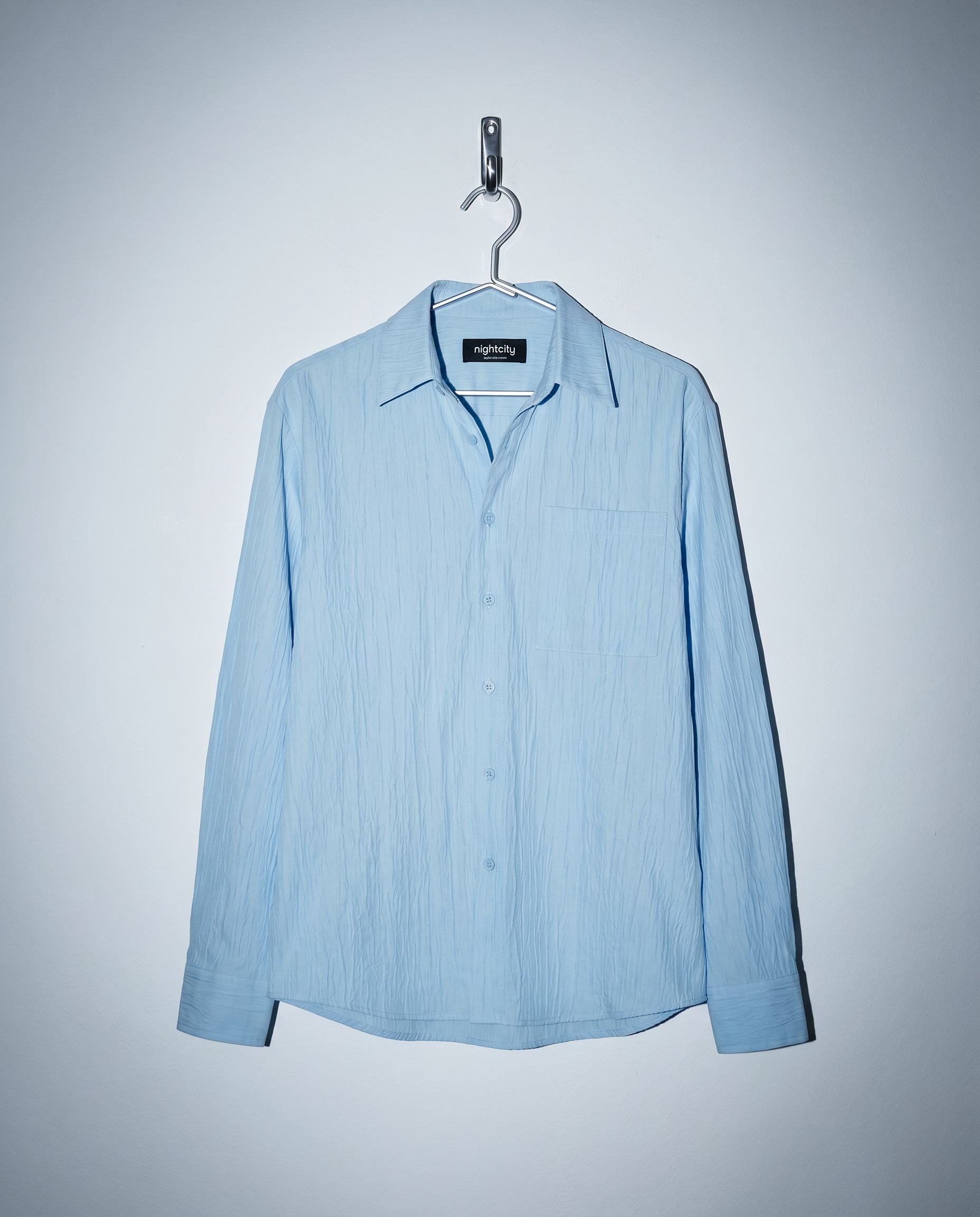 Boxy Crinkle Textured Long Sleeve Shirt-5