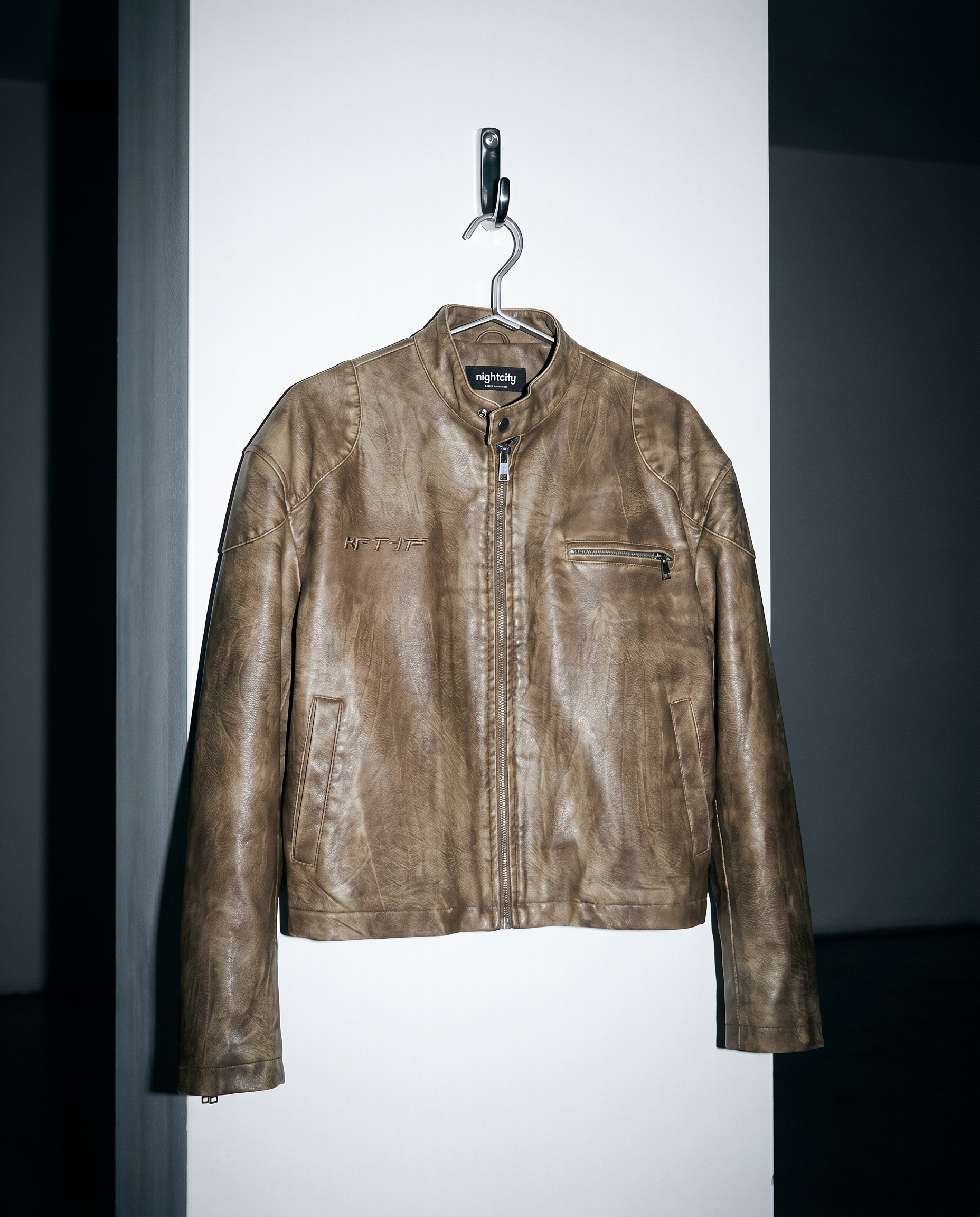 Boxy Faded Faux Leather Moto Jacket-13