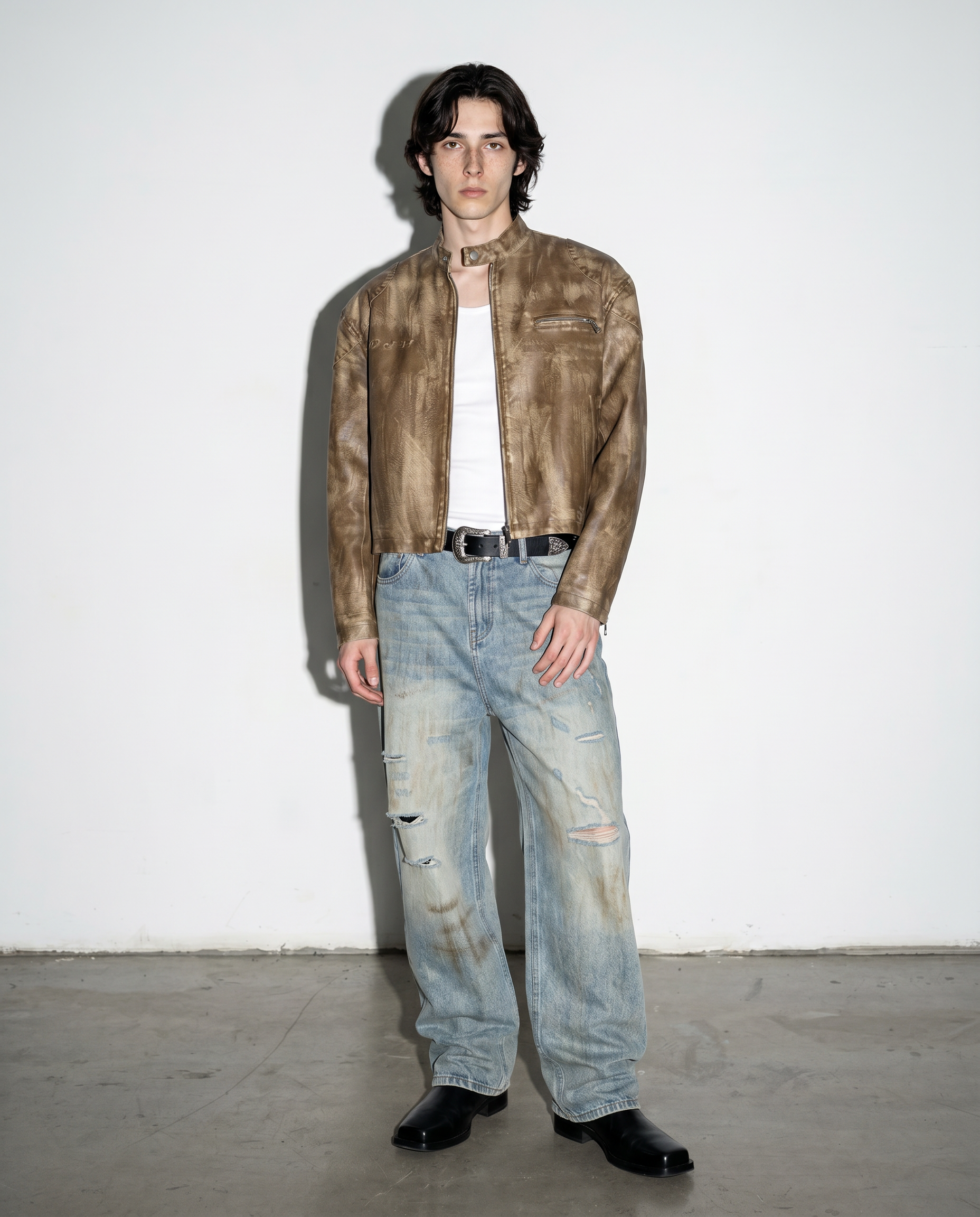 Boxy Faded Faux Leather Moto Jacket-11