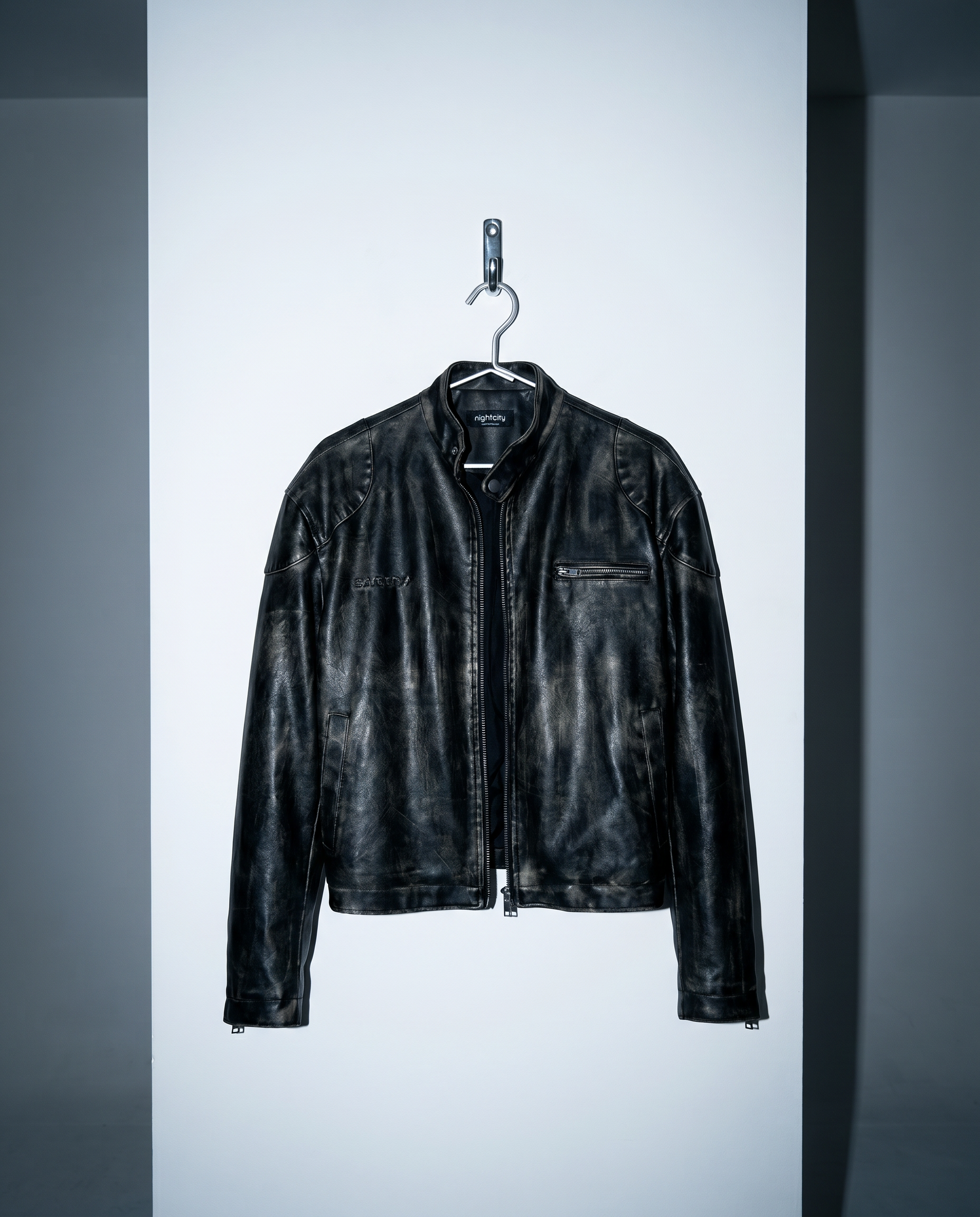 Boxy Faded Faux Leather Moto Jacket-7