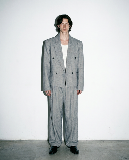 Boxy Low-Lapel Double-Breasted Relaxed Suit Set