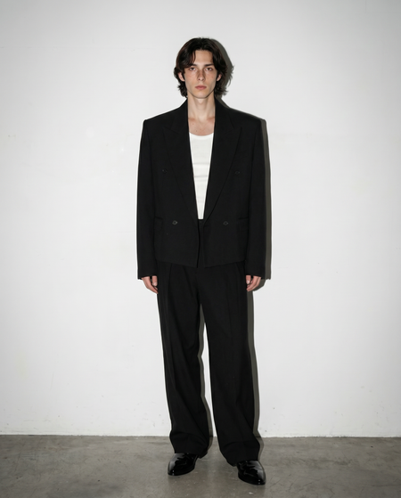 Boxy Low-Lapel Double-Breasted Relaxed Suit Set