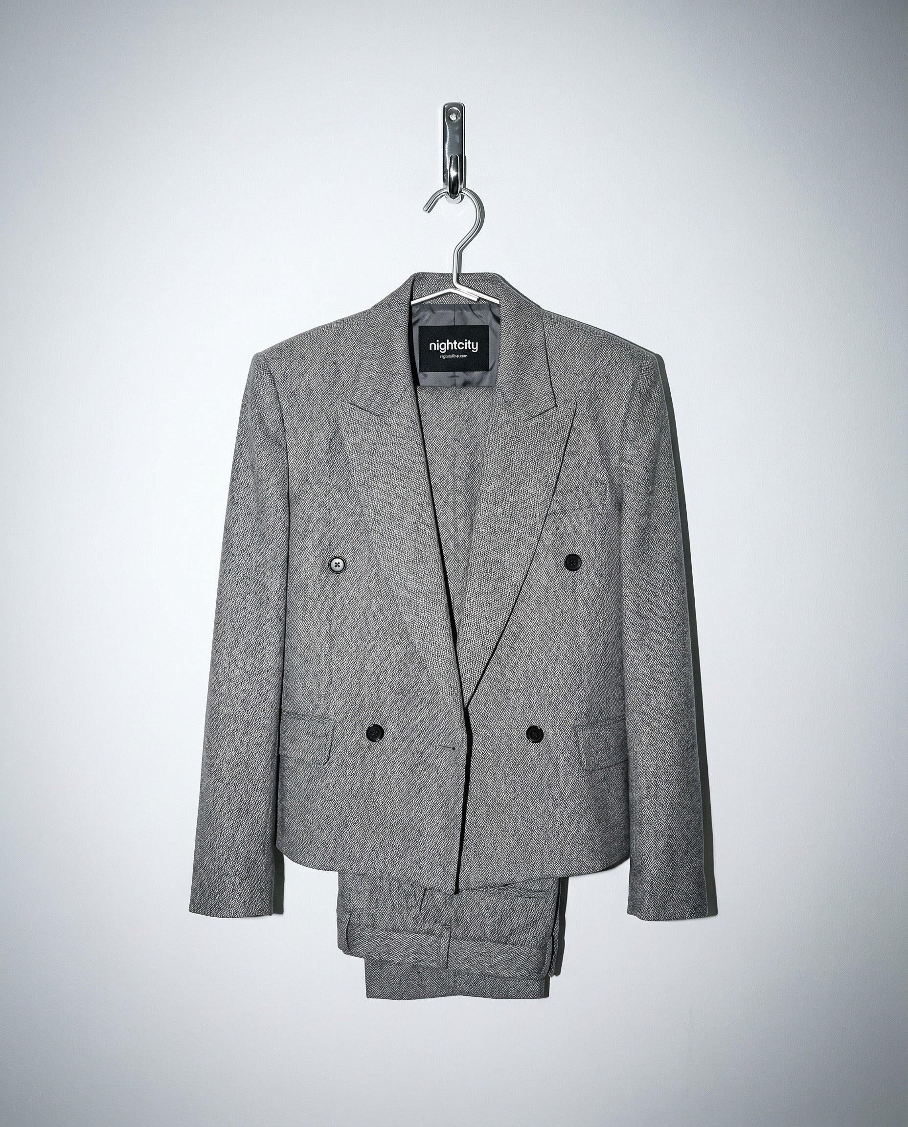 Boxy Low-Lapel Double-Breasted Relaxed Suit Set-7