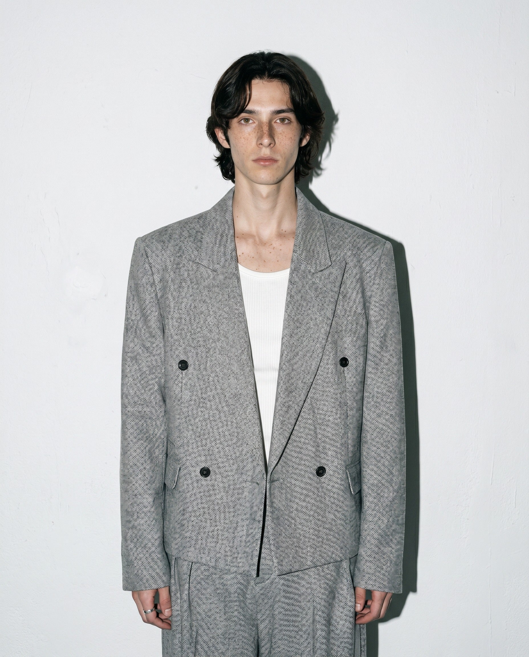 Boxy Low-Lapel Double-Breasted Relaxed Suit Set-3