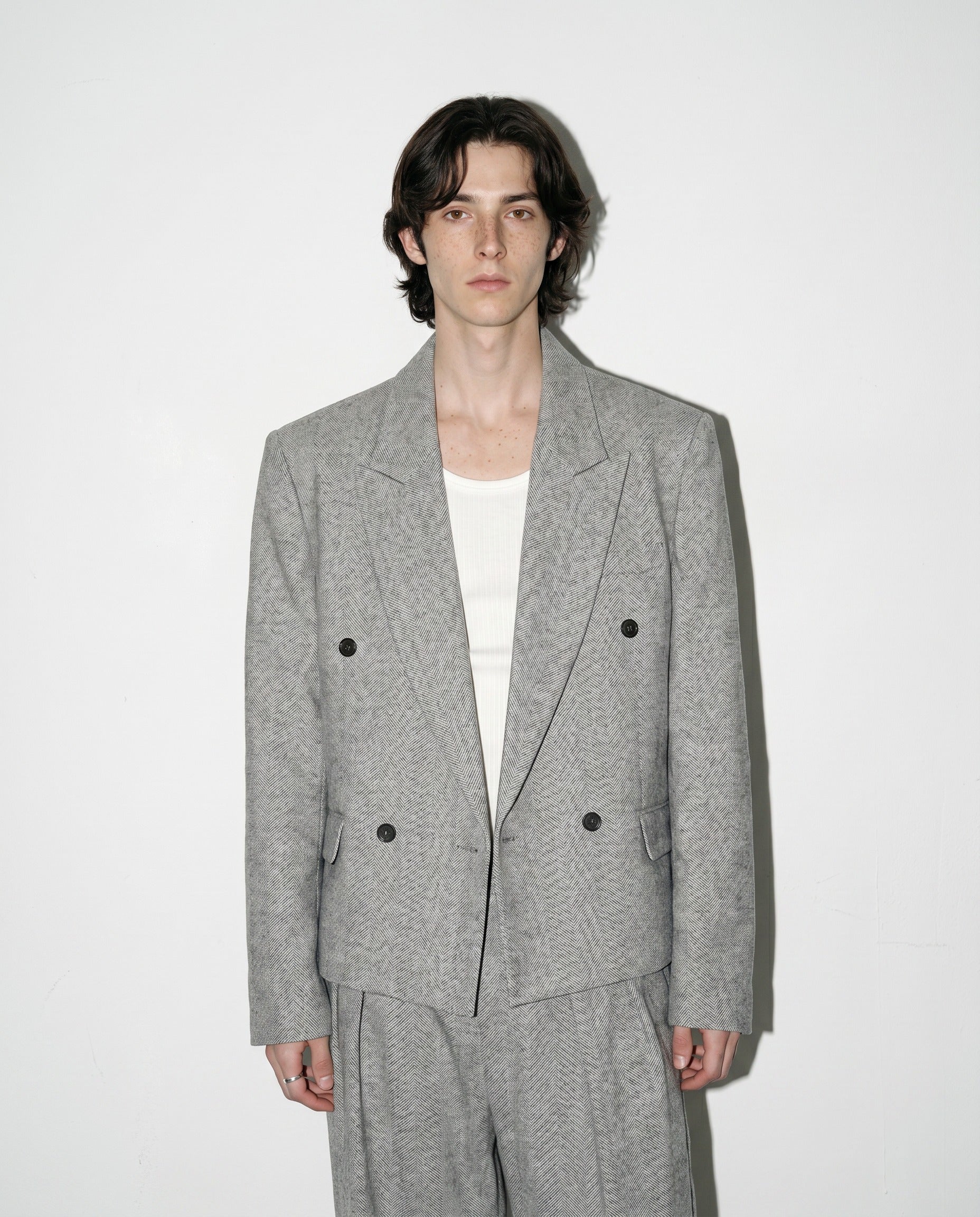 Boxy Low-Lapel Double-Breasted Relaxed Suit Set-4