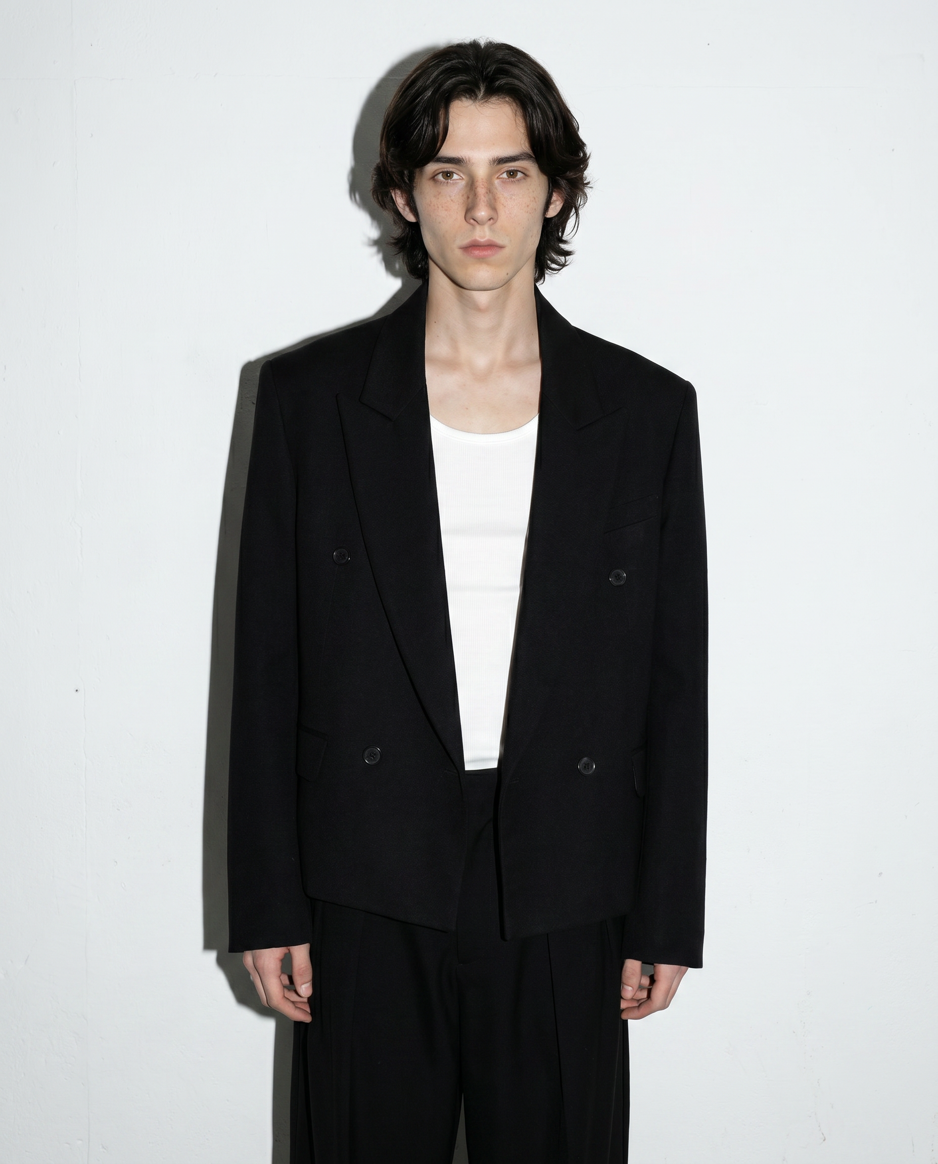 Boxy Low-Lapel Double-Breasted Relaxed Suit Set-10