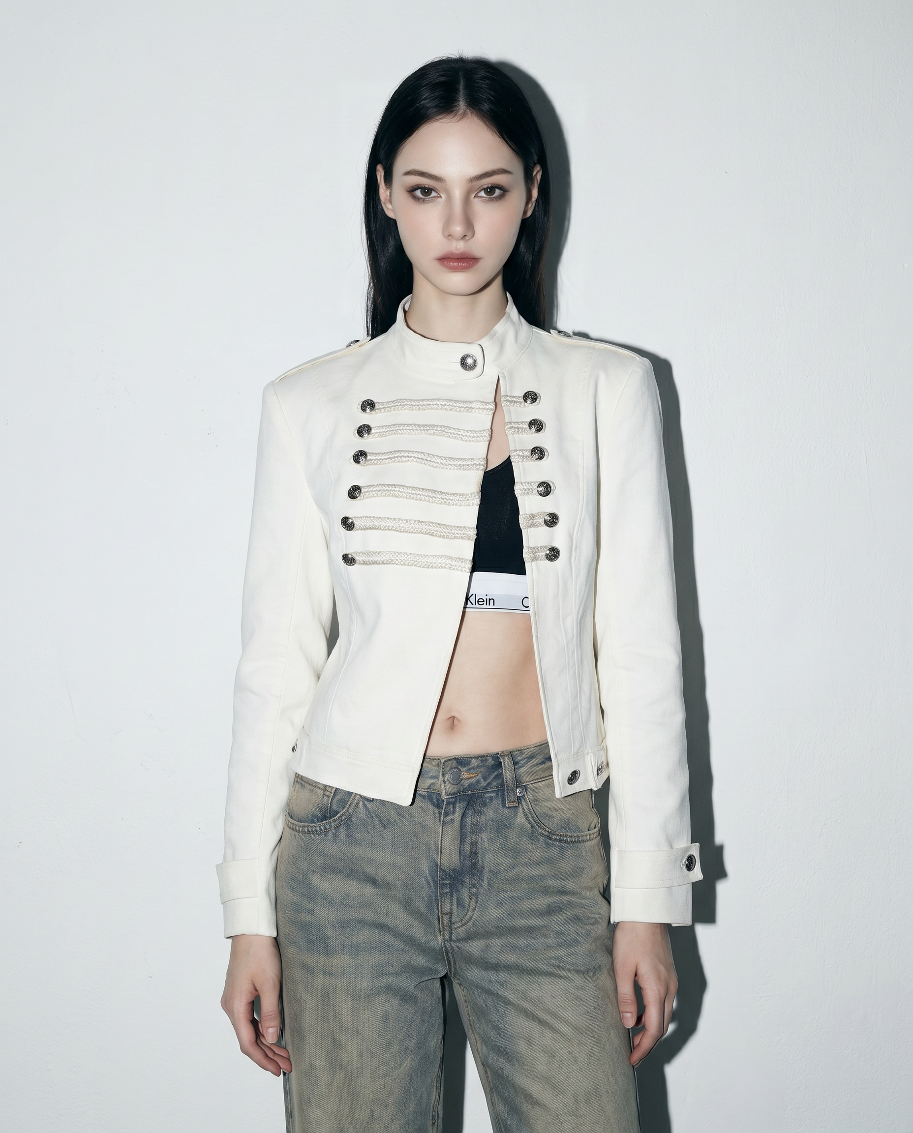 Braided Split Front Military Jacket-2