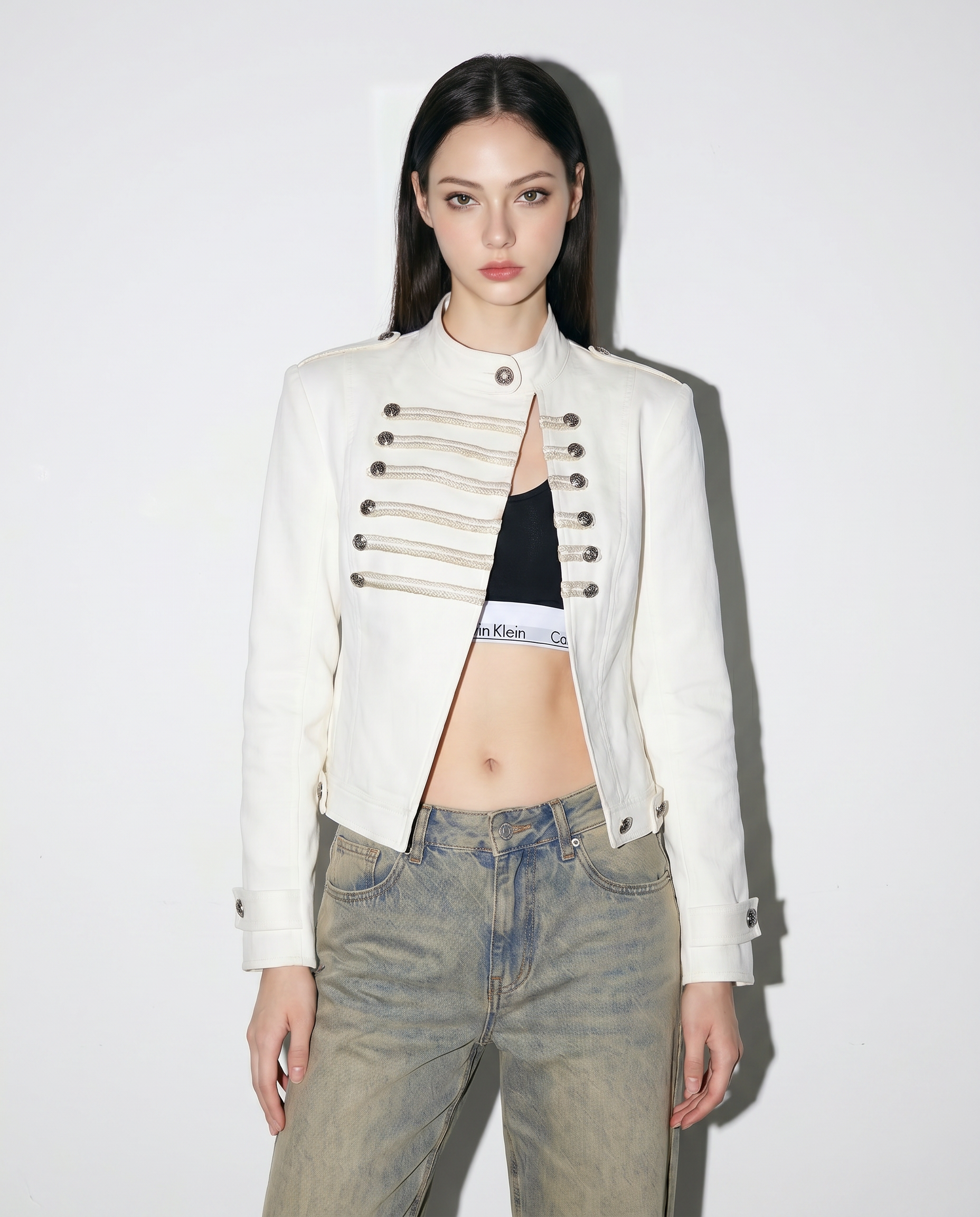 Braided Split Front Military Jacket