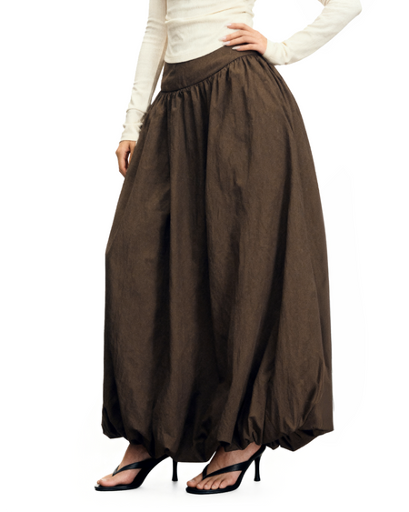 Flowy Maxi Bubble Skirt with Pockets