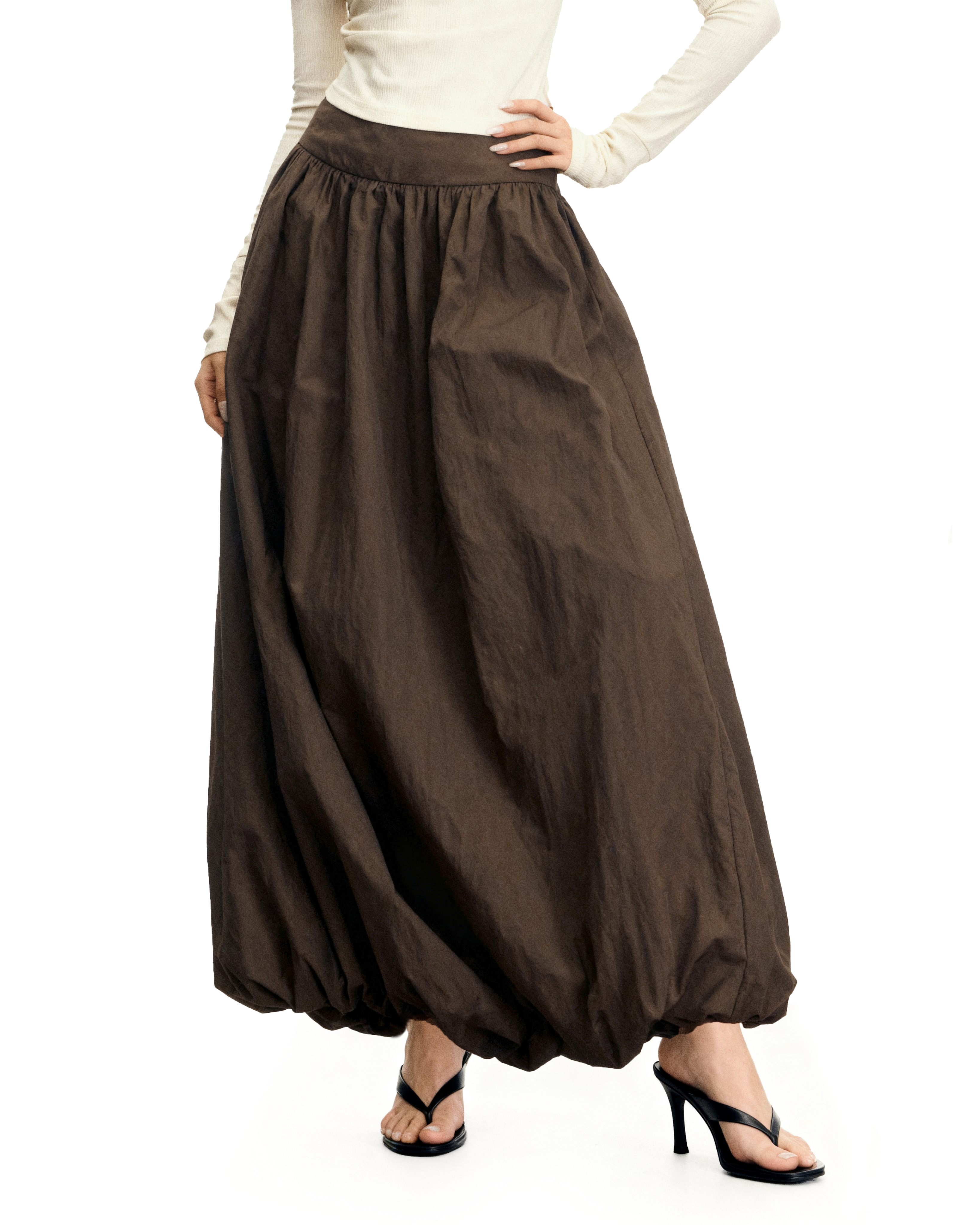 Flowy Maxi Bubble Skirt with Pockets-7