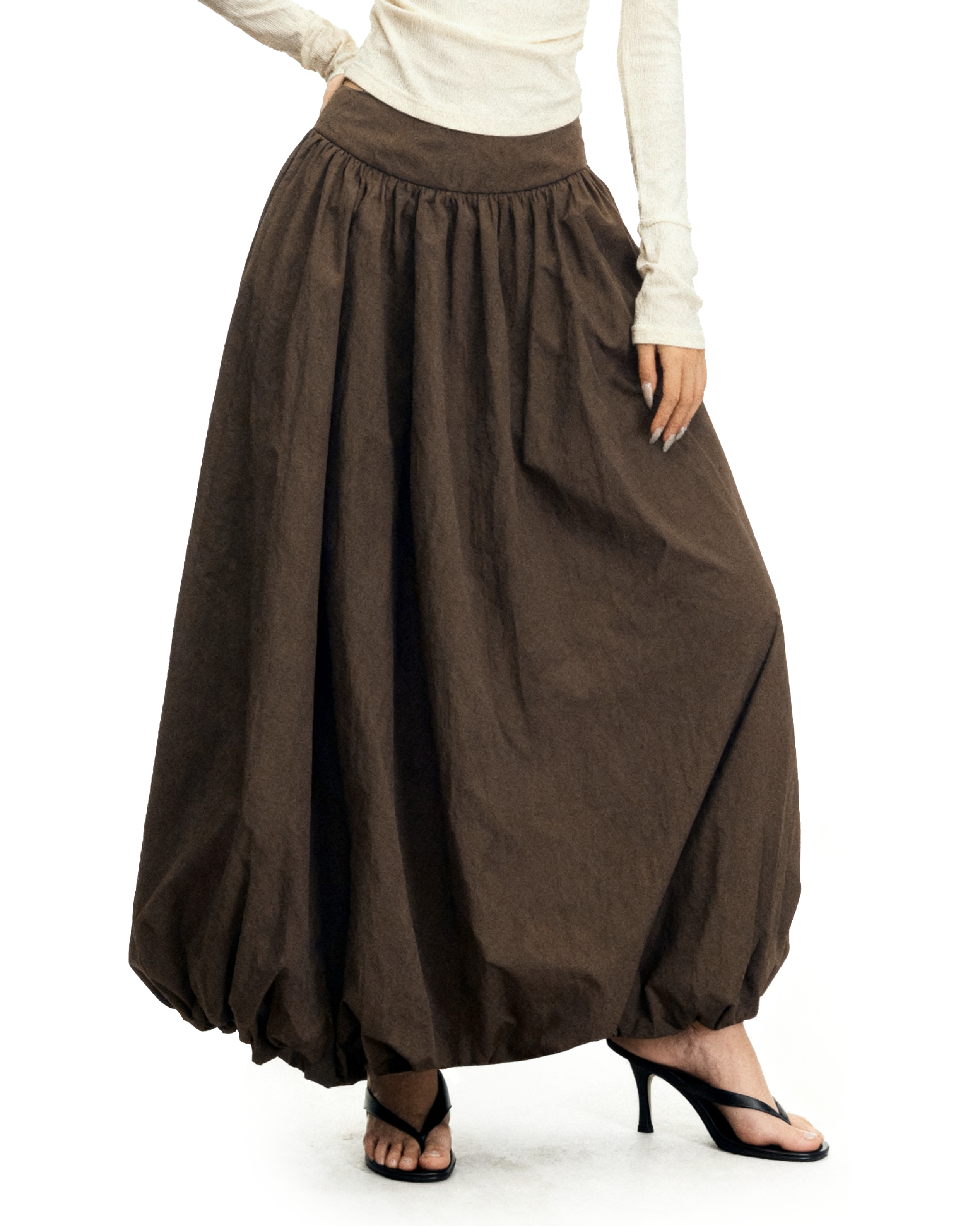 Flowy Maxi Bubble Skirt with Pockets-8