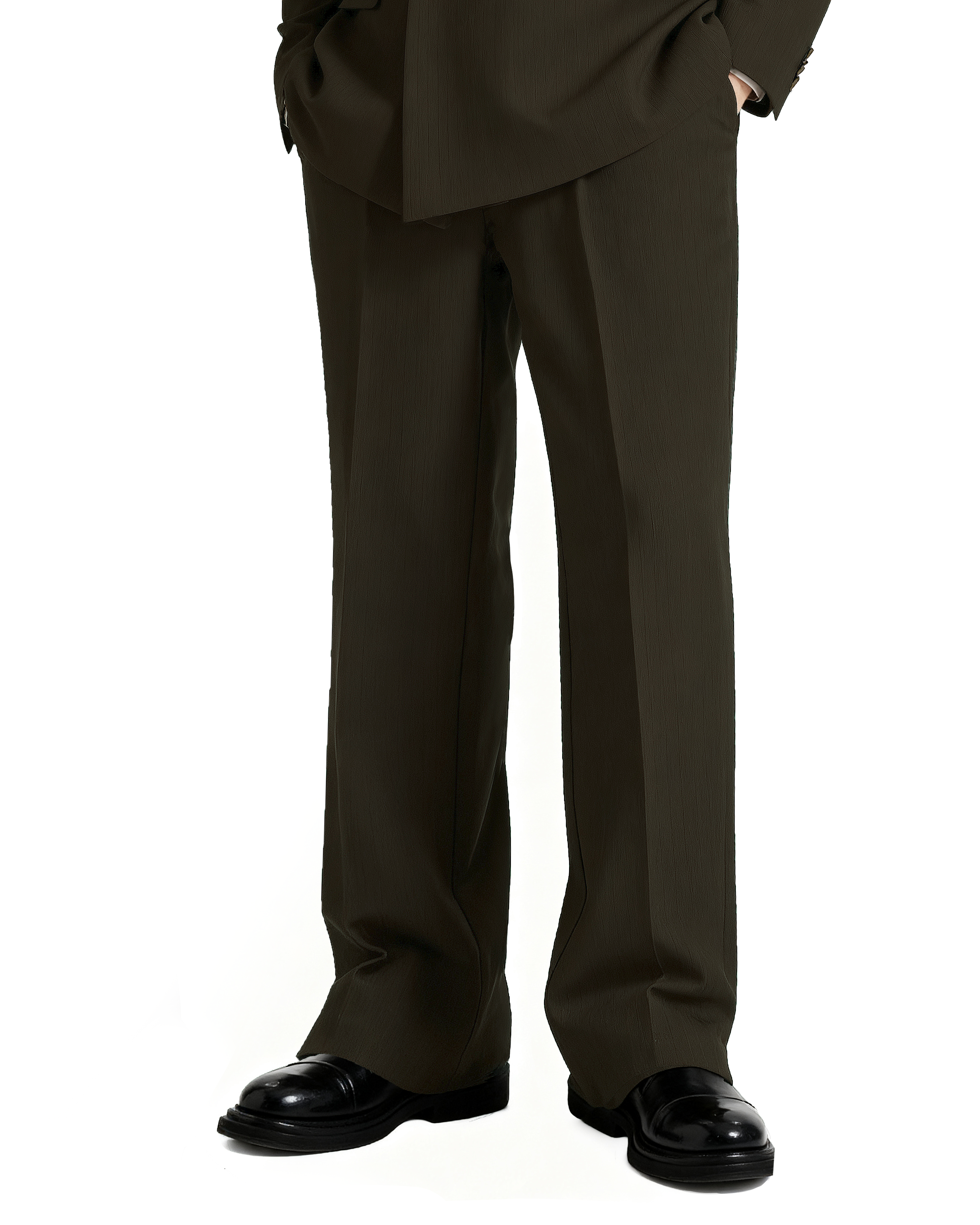 Straight Leg Pleated Trousers with Belt Loops-13
