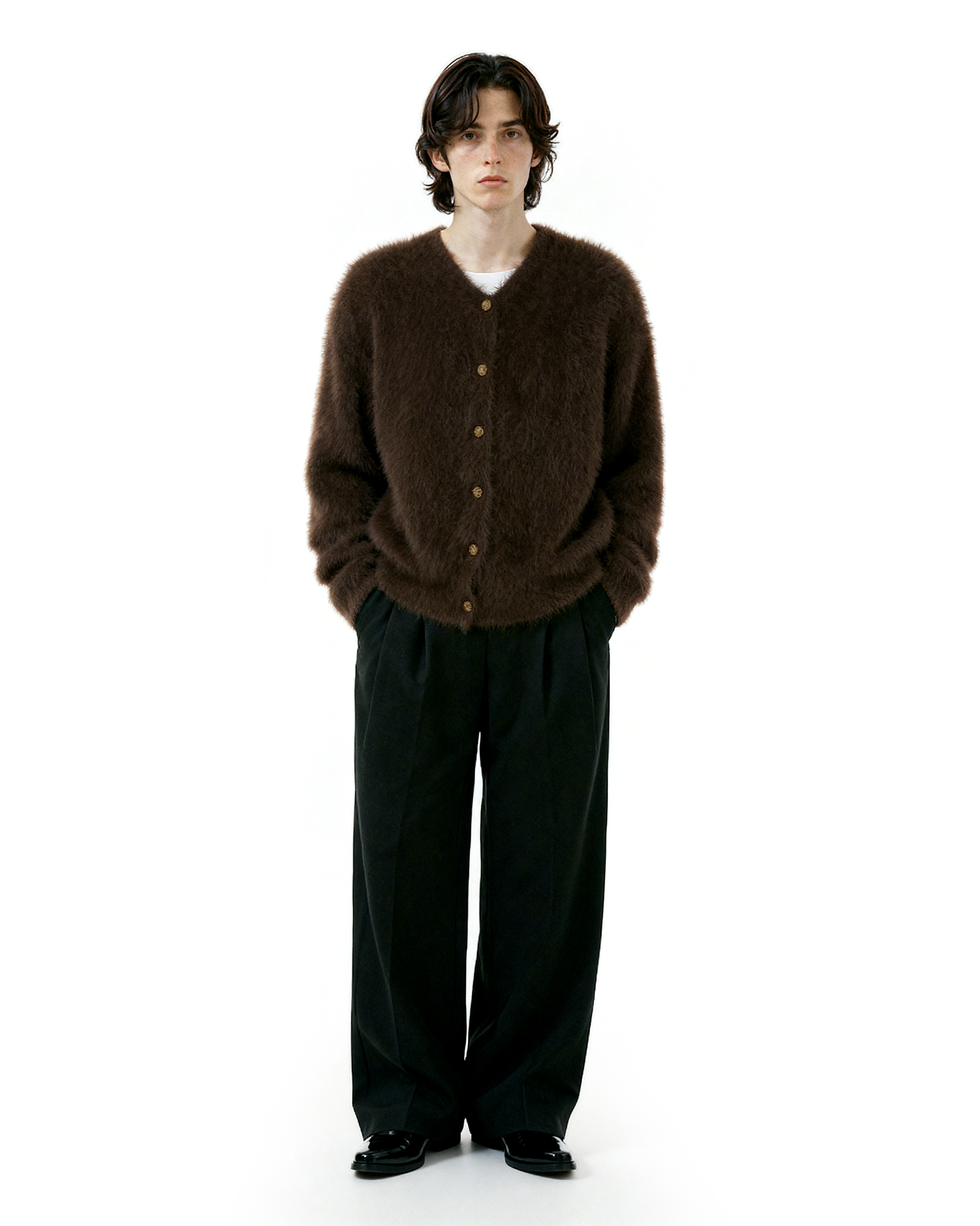 Fuzzy Button-Up Cropped Cardigan-12