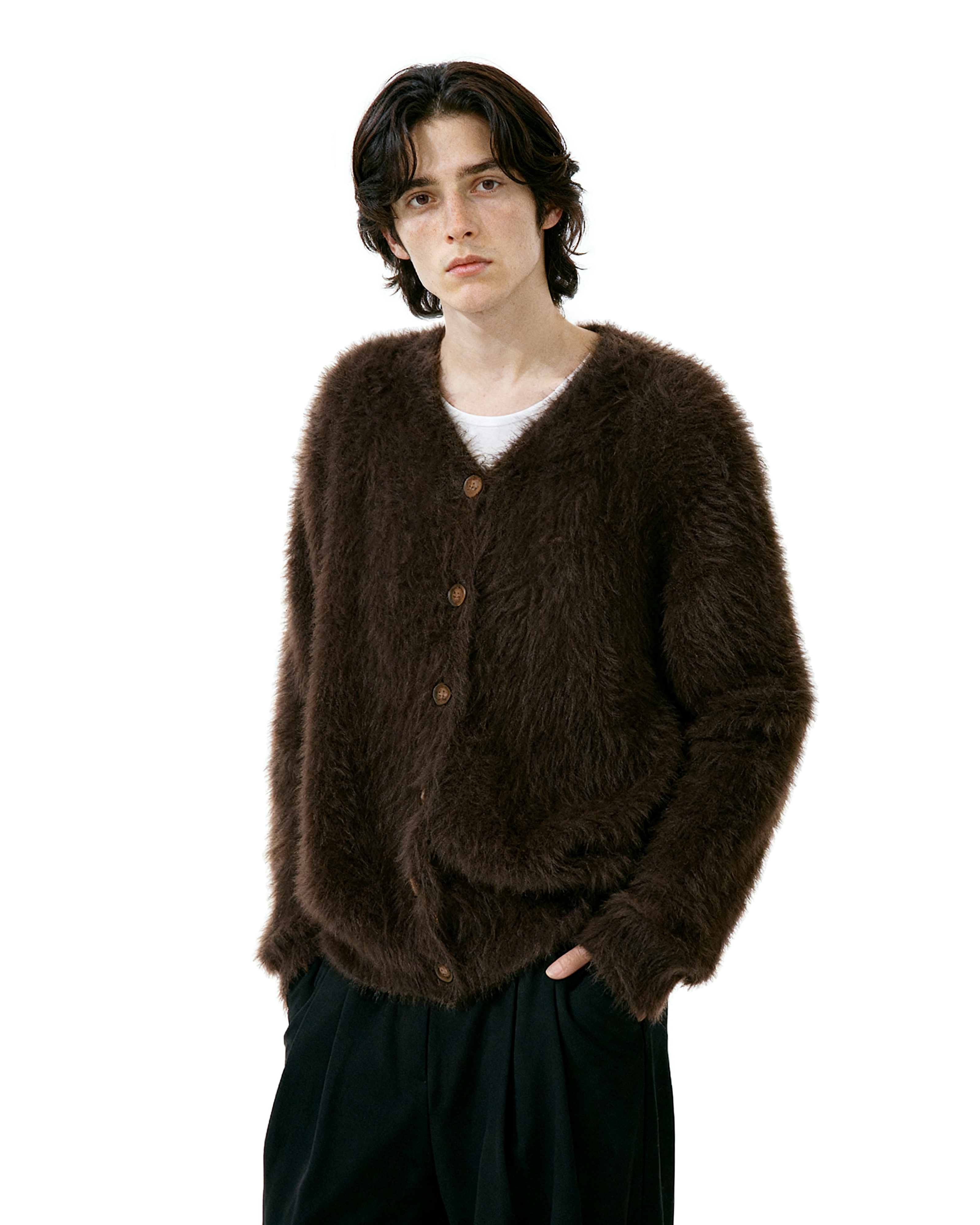 Fuzzy Button-Up Cropped Cardigan-6