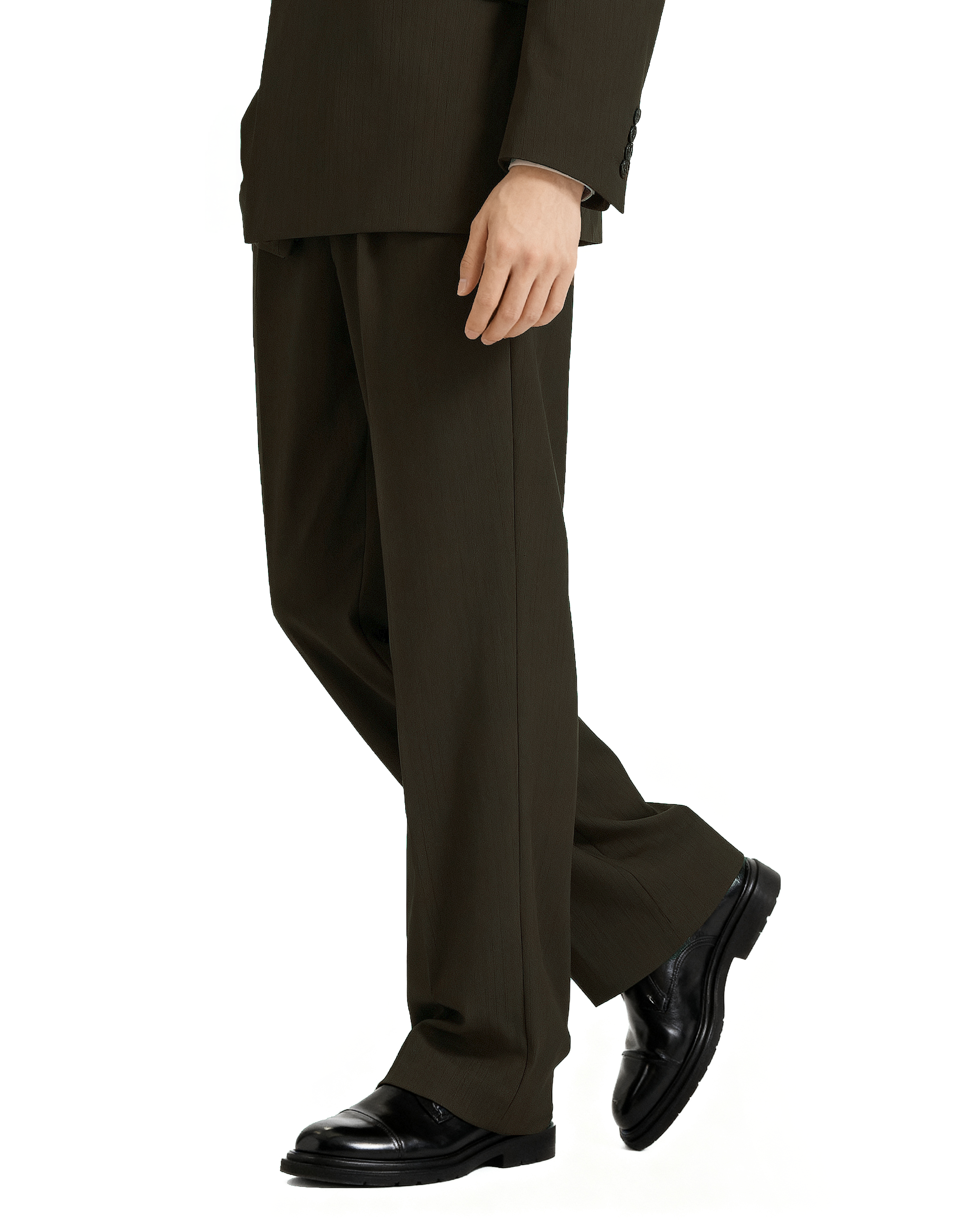 Straight Leg Pleated Trousers with Belt Loops-14