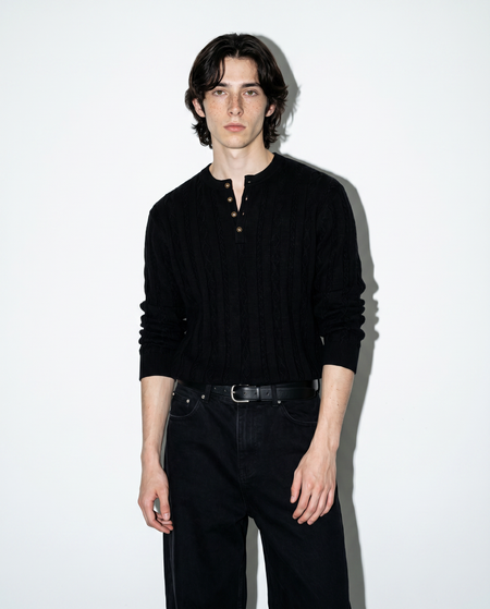 Cable Knit Henley Pullover Top
